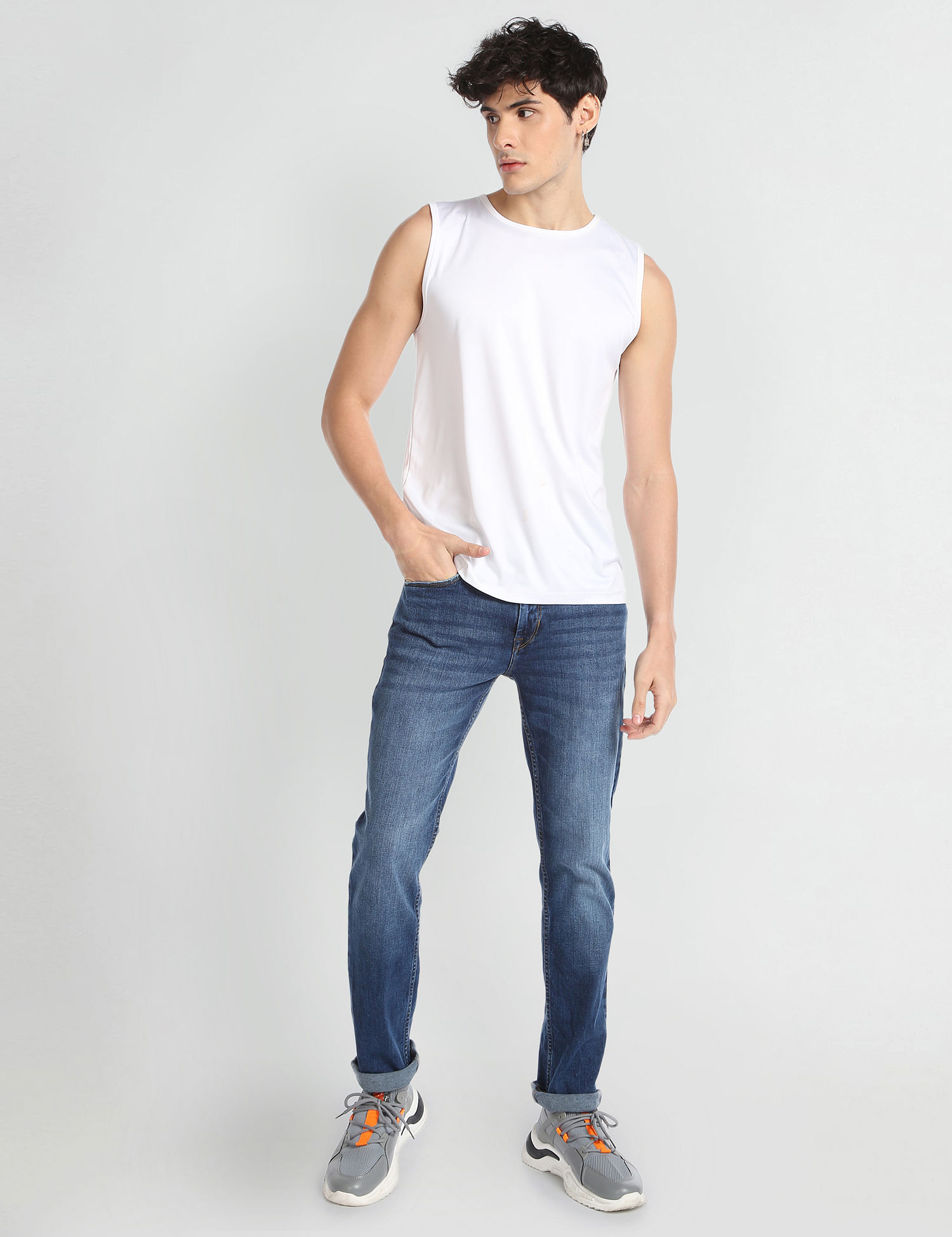 Flying Machine Freddie Slim Straight Fit Mid Rise Jeans