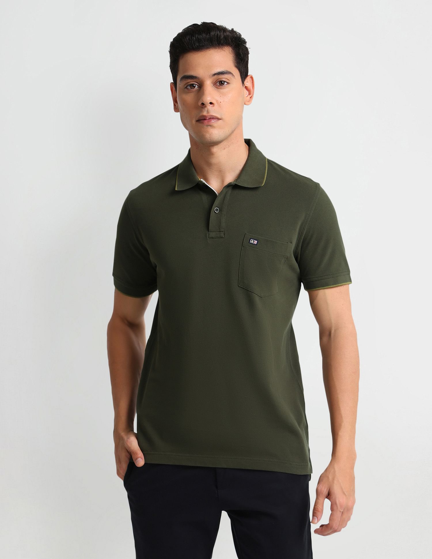 Arrow Sports Tipped Collar Regular Fit Polo Shirt