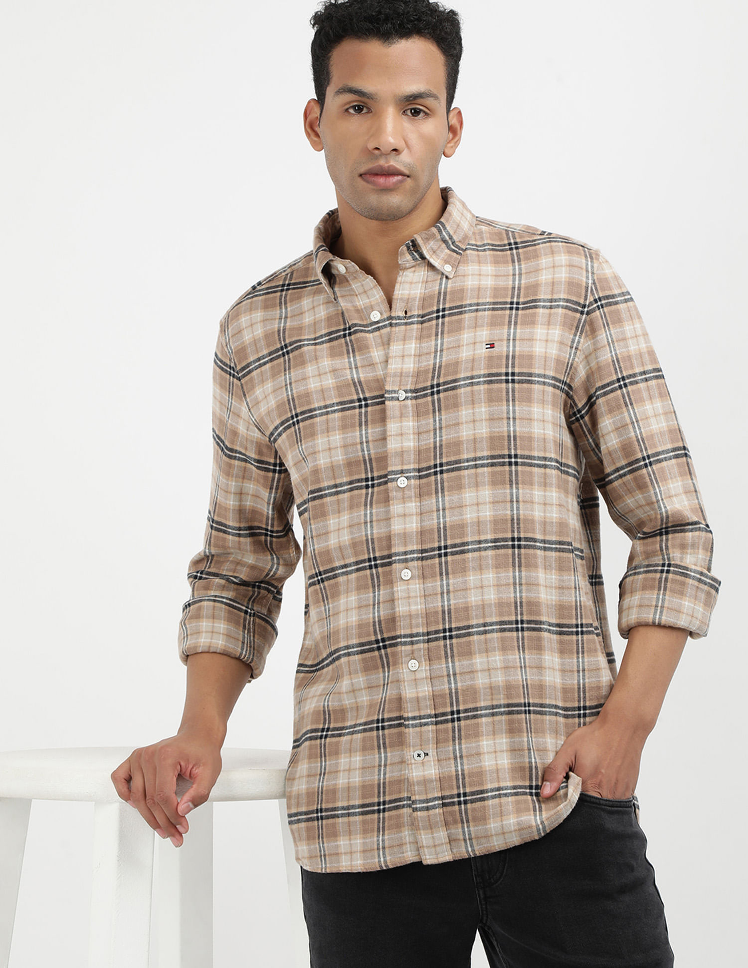 Buy Tommy Hilfiger Brushed Tartan Check Regular Shirt