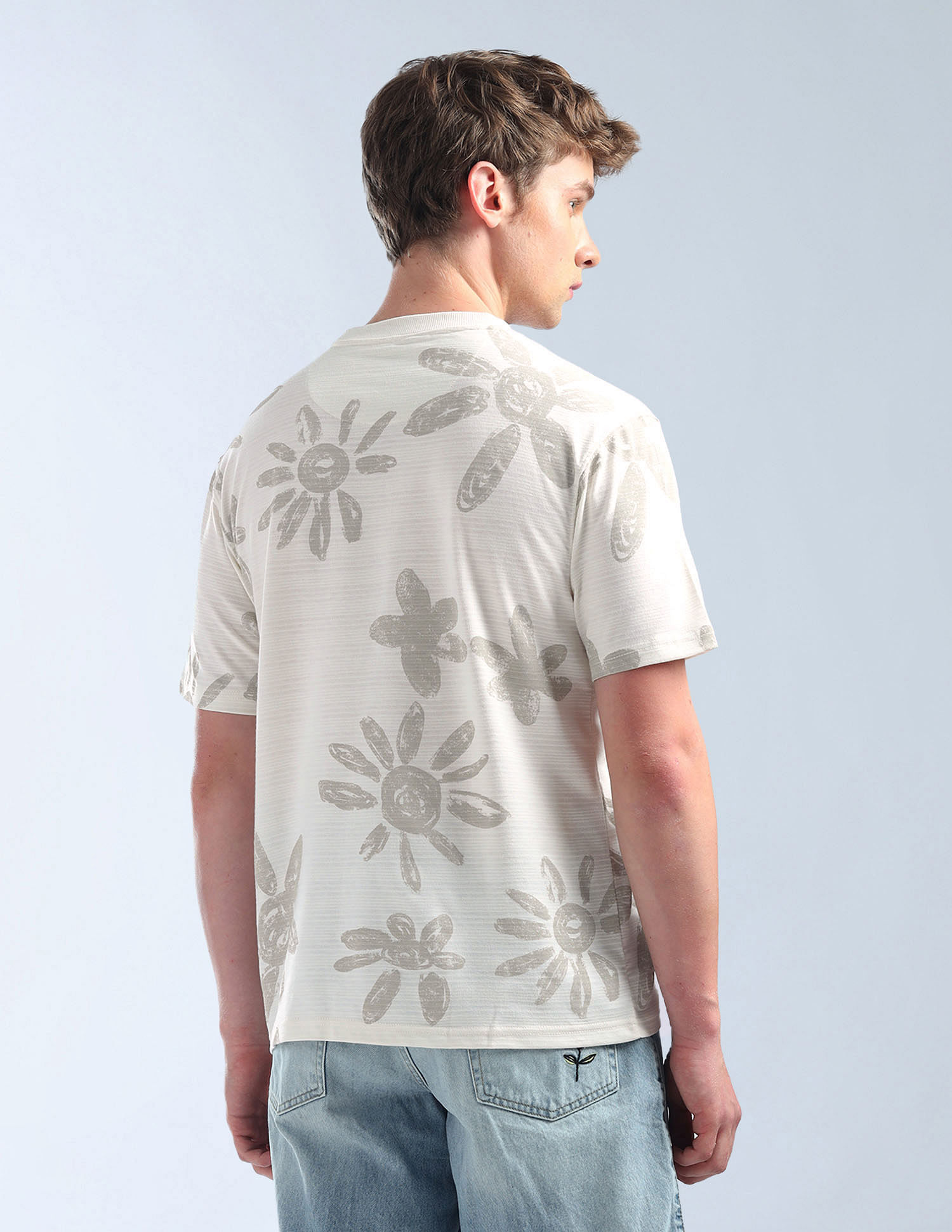 Flying Machine Floral Printed Relaxed Fit T-Shirt