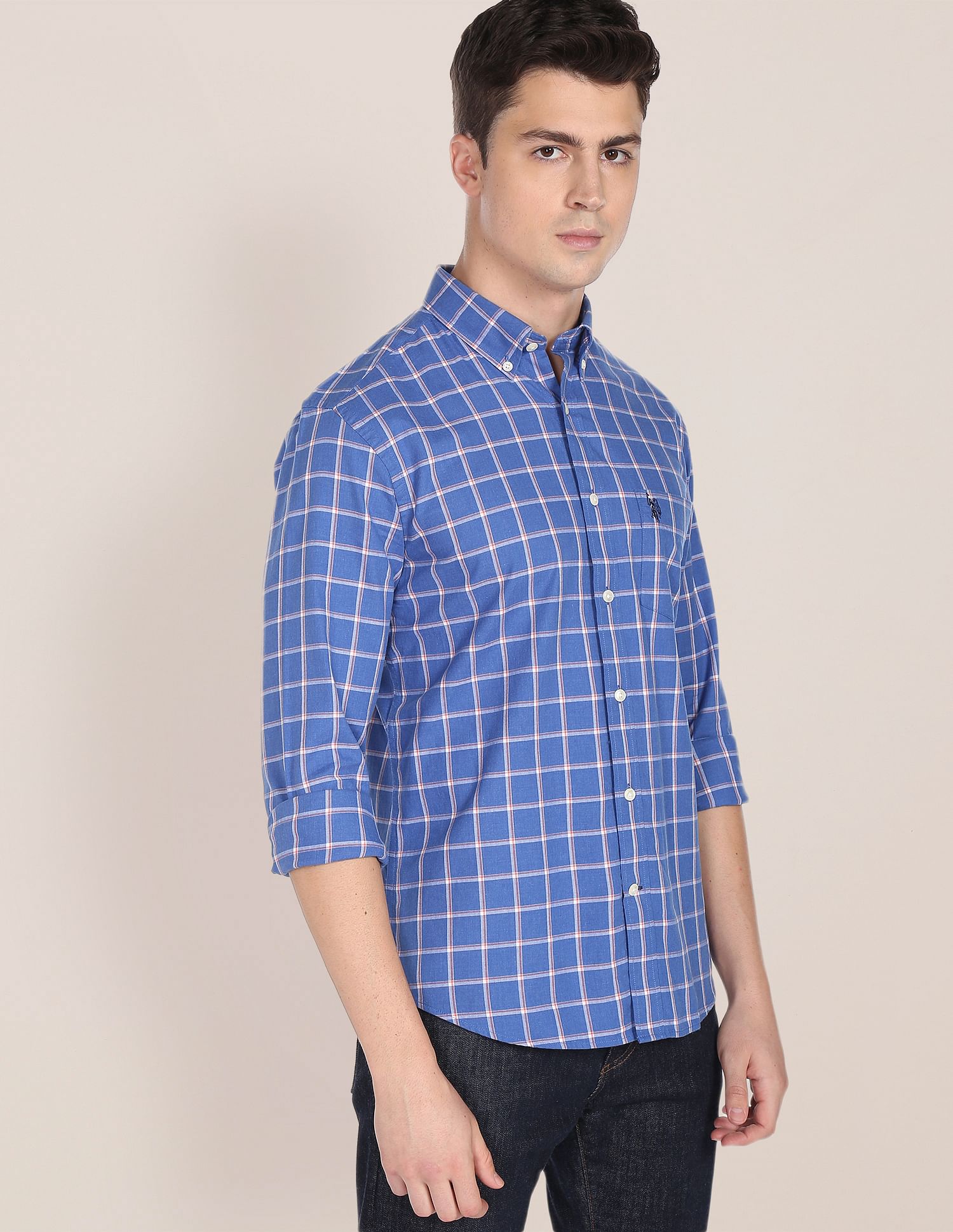 Blue 2025 checkered polo