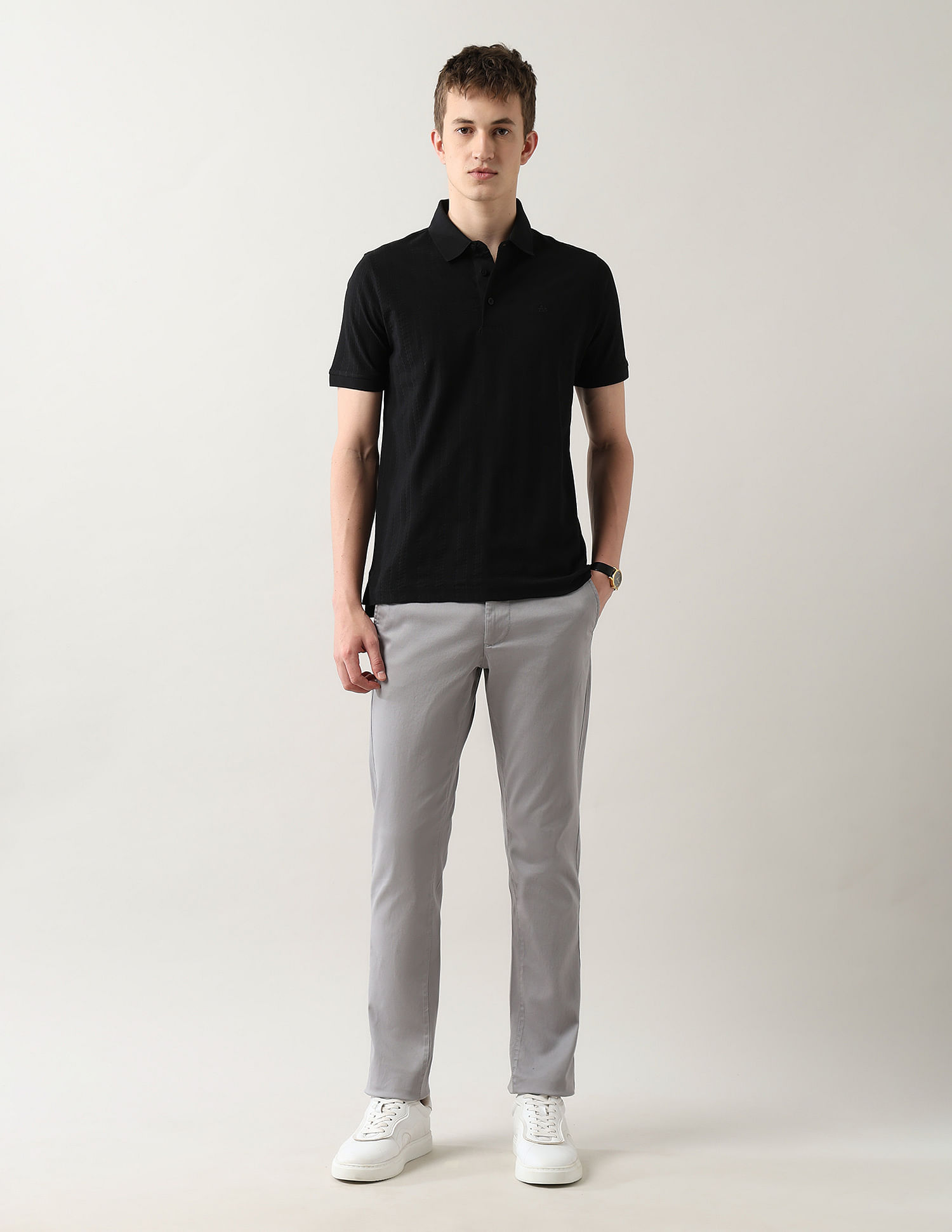 Arrow Textured Night Is Young Polo Shirt