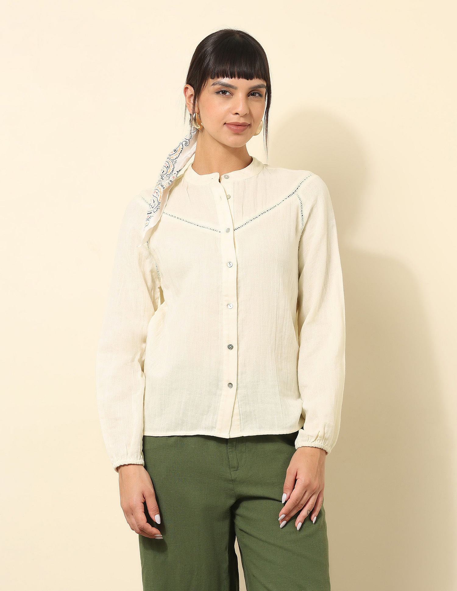U.S. Polo Assn. Women Lace Detailed Solid Shirt