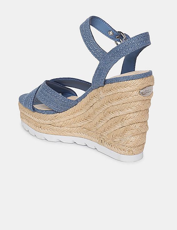 guess blue wedges