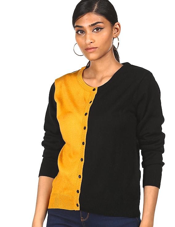 Buy SUGR Women Mustard Round Neck 