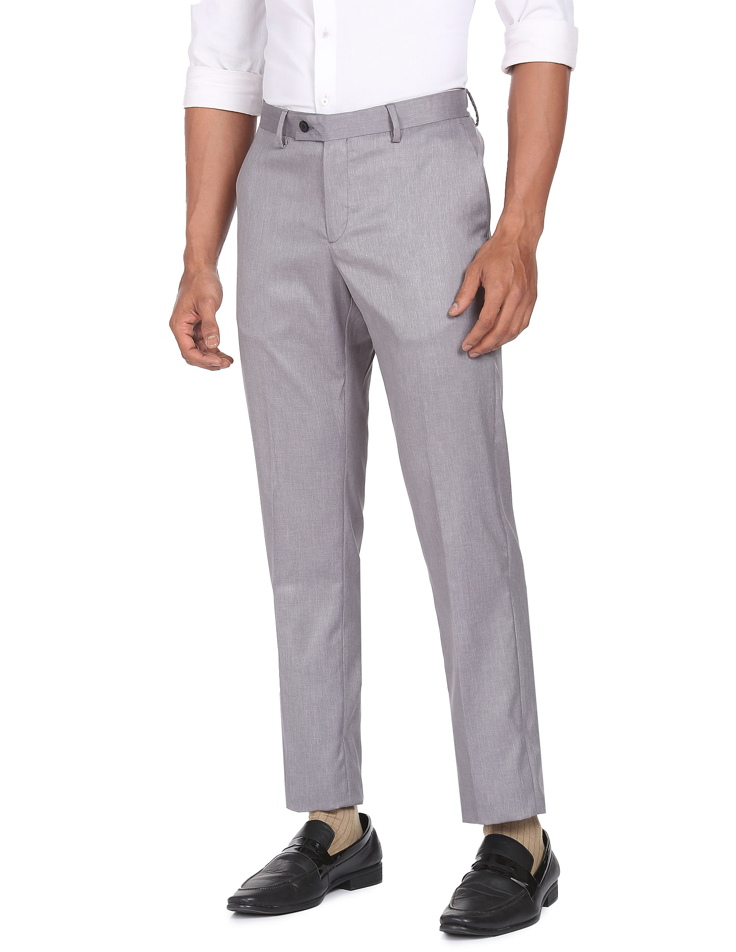 Buy Arrow Grey Regular Fit Texture Trousers for Mens Online  Tata CLiQ