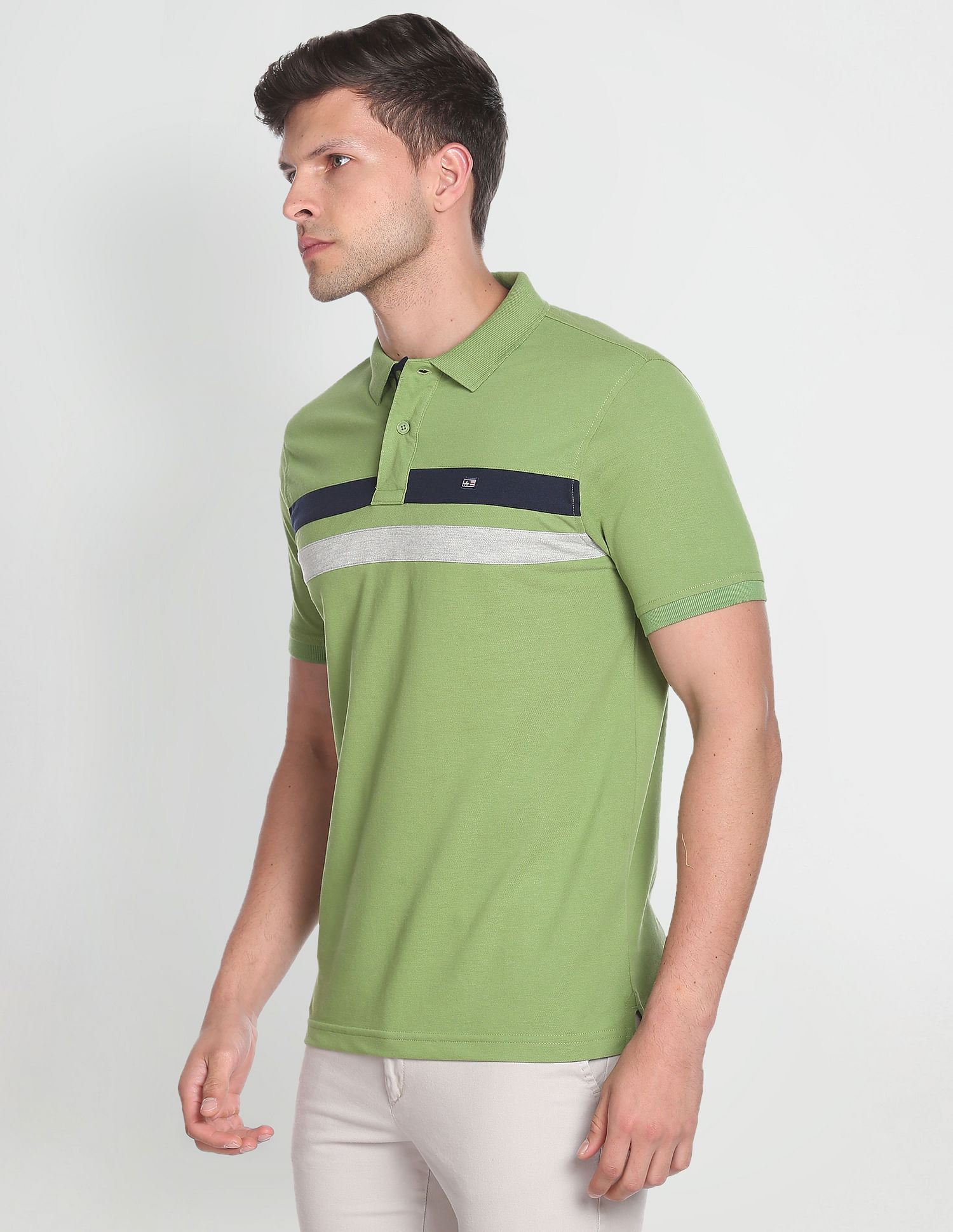 Arrow Sports Striped Cotton Blend Polo Shirt