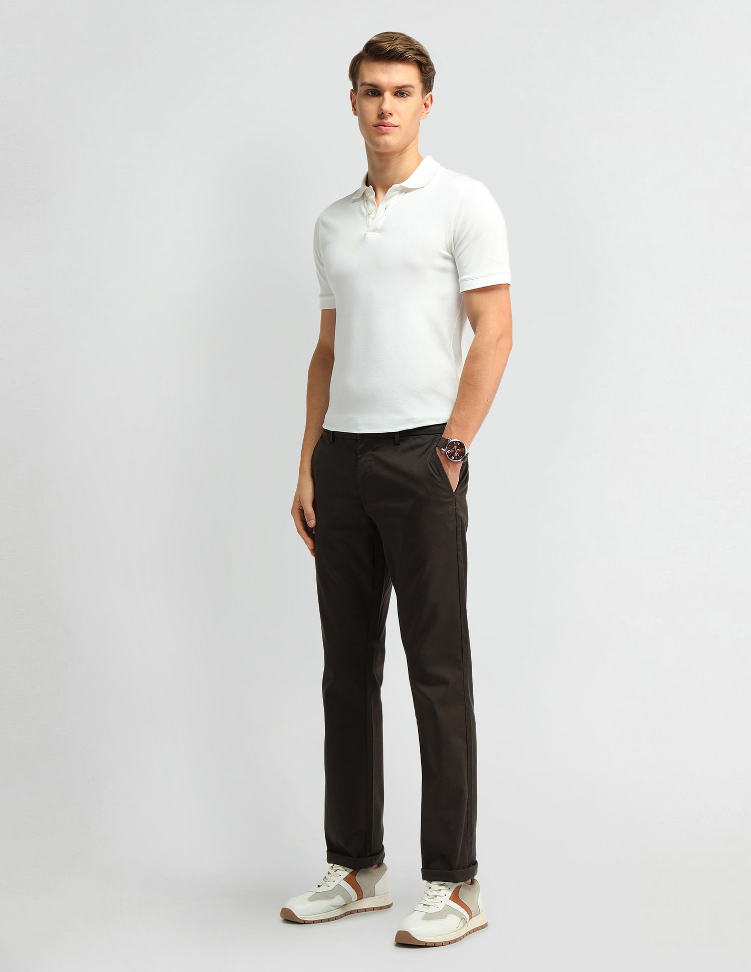 Arrow Sports Regular Fit Twill Trousers