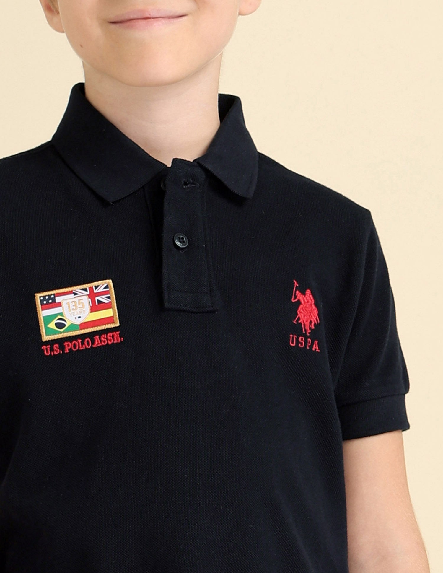 U.S. Polo Assn. Kids Boys Brand Appliqued Regular Fit Polo Shirt