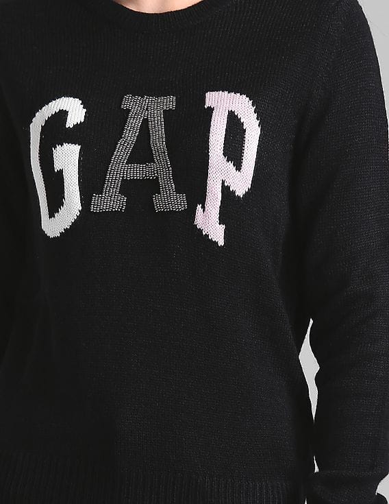 Buy GAP Women Women Black Logo Long Sleeve Sweater