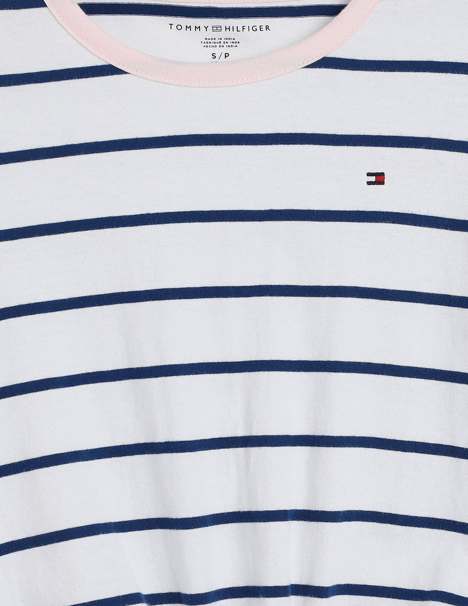 Tommy Hilfiger Girls White Horizontal Striped T-Shirt