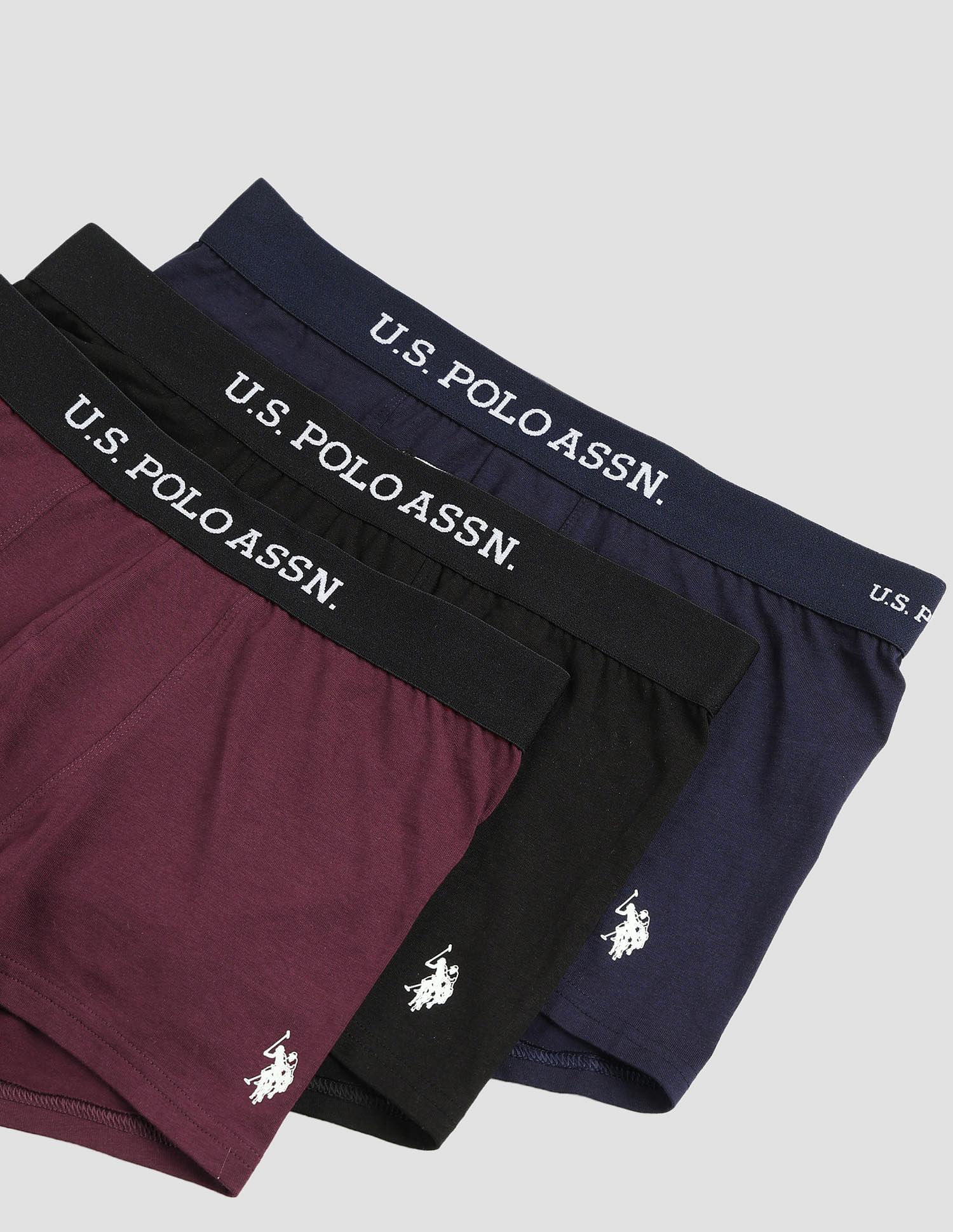 USPA Innerwear Anti Microbial Solid OET13 Trunks - Pack Of 3