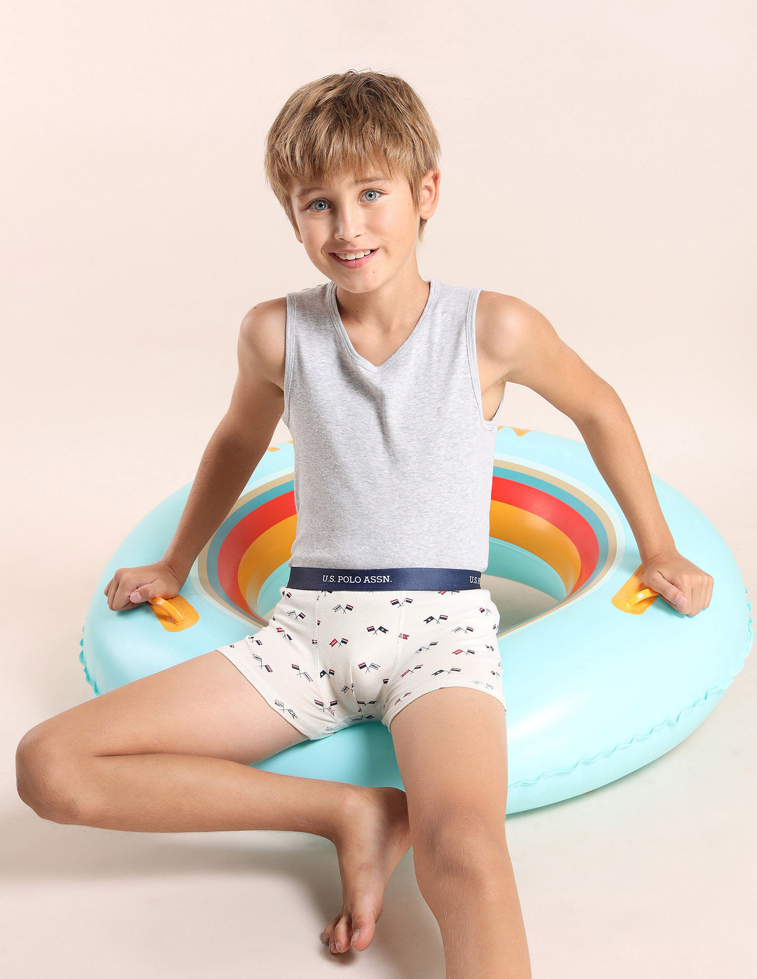 USPA Innerwear Boys Mid Rise Cotton Spandex Trunks - Pack Of 5