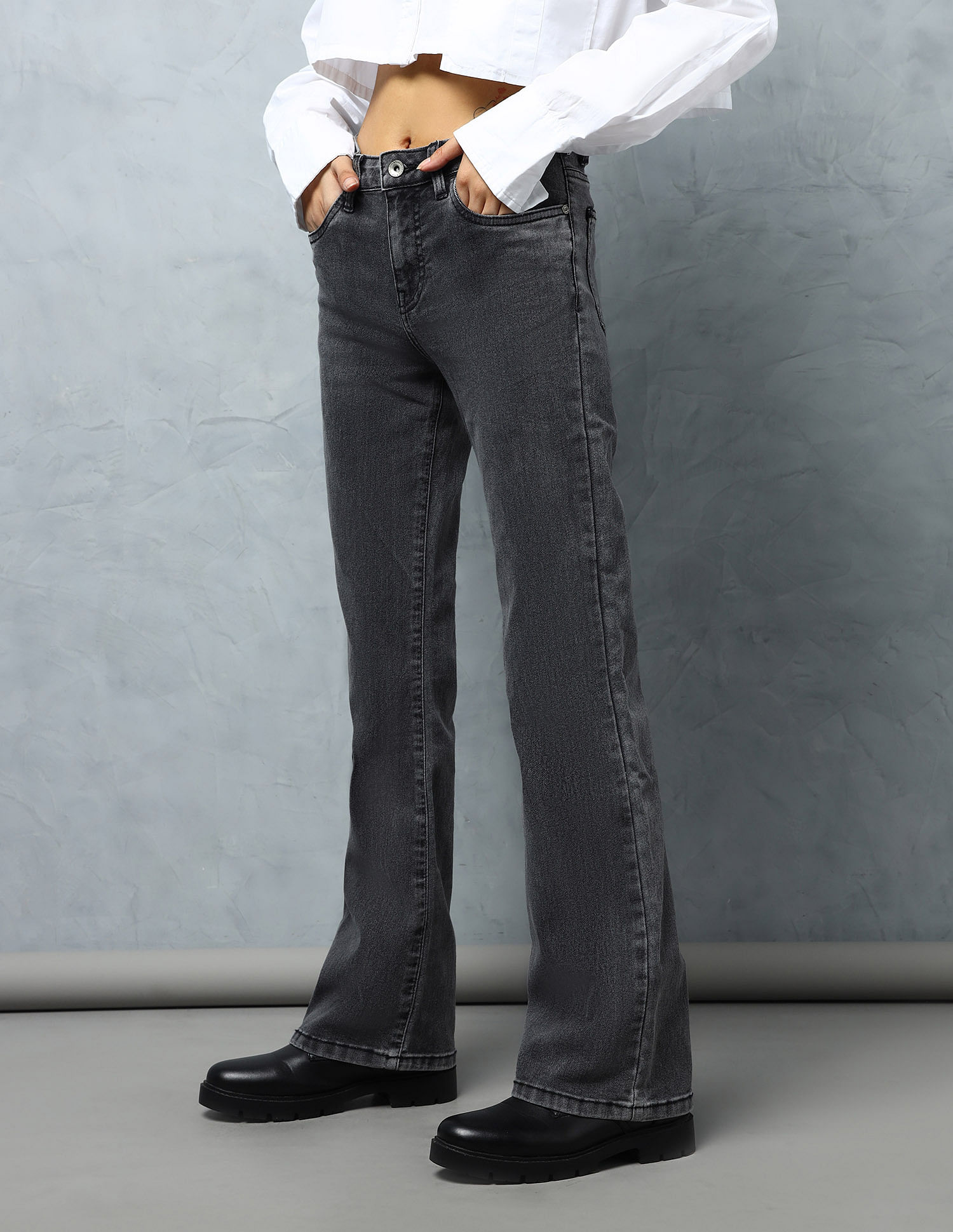 Flying Machine Women Mid Rise Rinsed Bootcut Fit Jeans