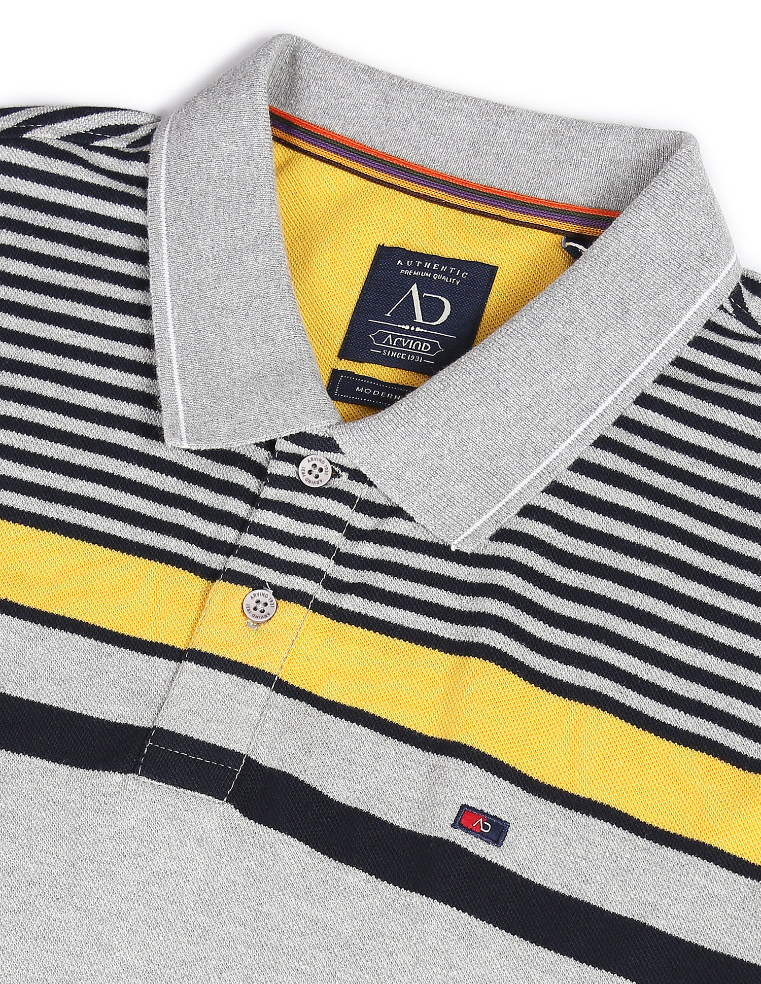 AD by Arvind Horizontal Stripe Cotton Polo Shirt