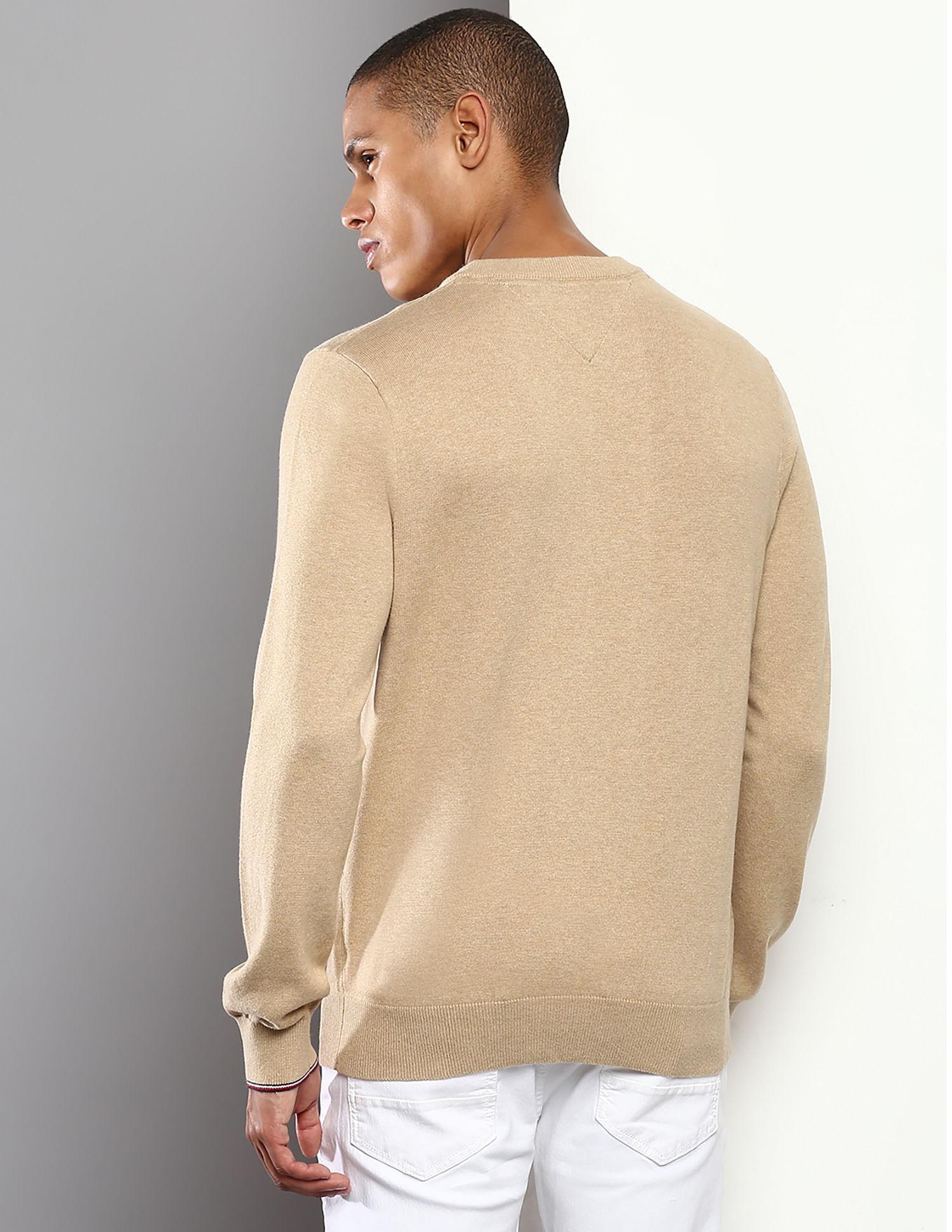 Men's tan crew neck sweater best sale