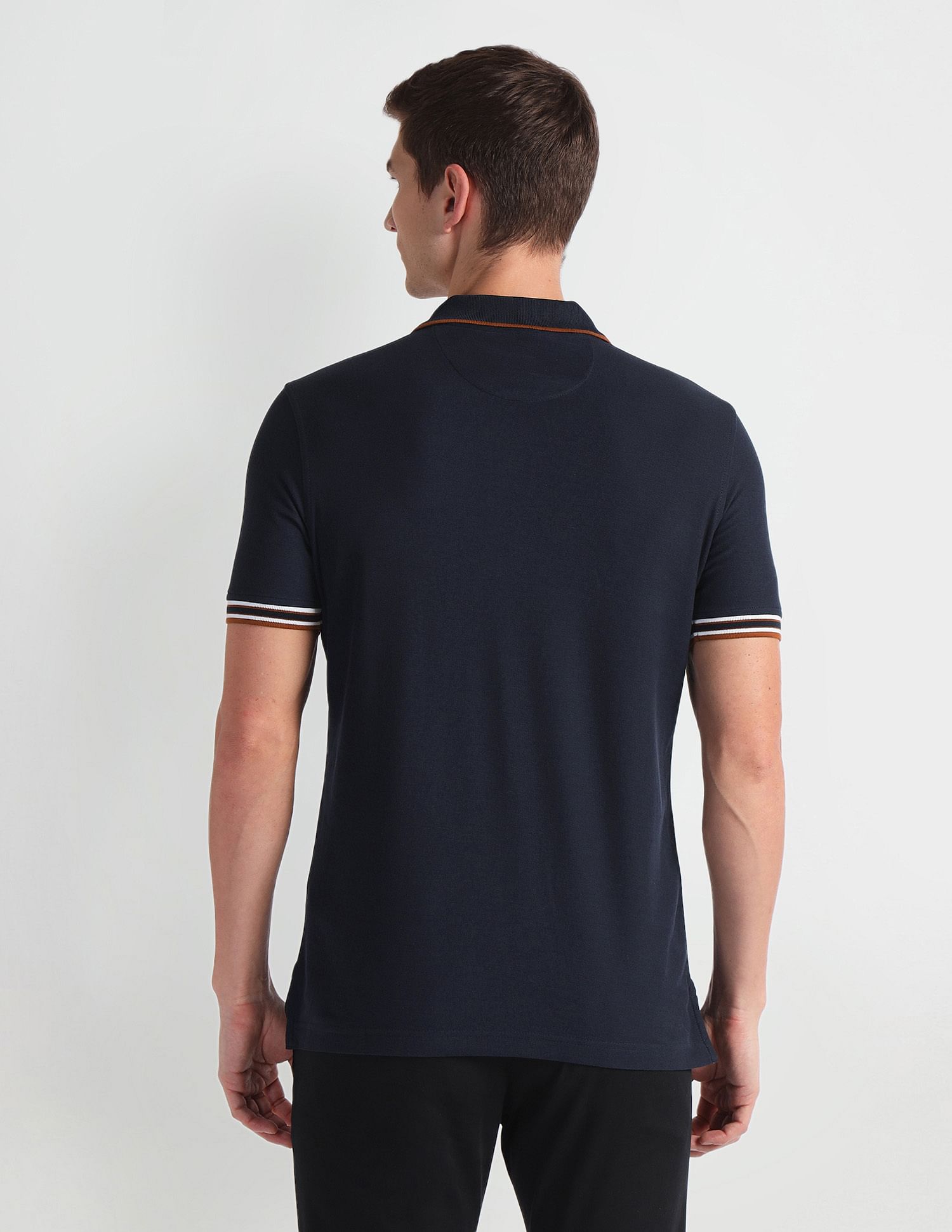 Arrow Sports Tipped Collar Solid Polo Shirt