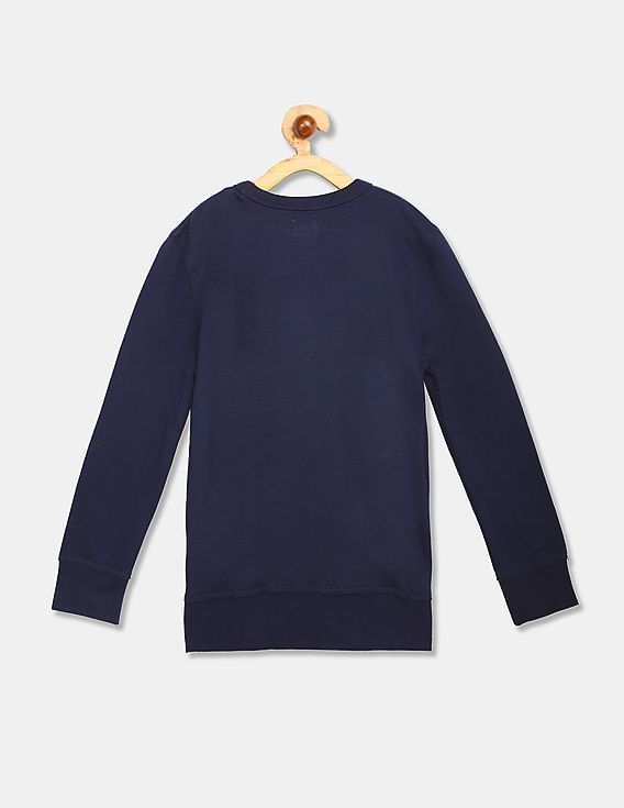 Buy GAP Boys Blue Logo Crewneck Sweatshirt In Fleece NNNOW