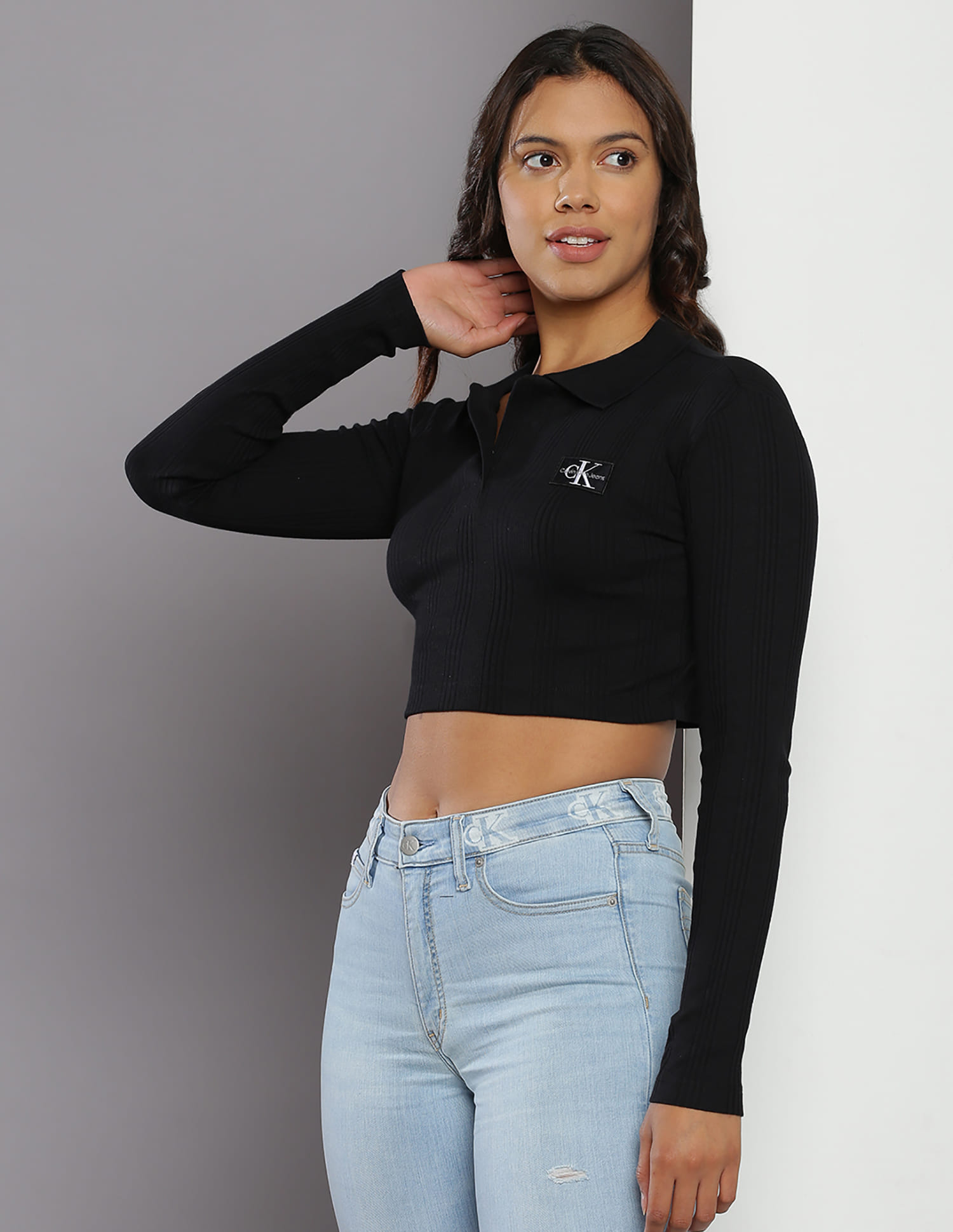 Nnnow Calvin Klein Crop Top Long Sleeve Buy Calvin Klein Mock Neck