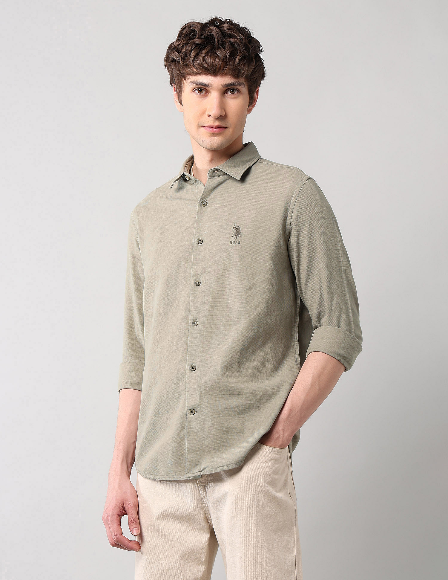 U.S. Polo Assn. Denim Co. Pure Cotton Regular Fit Dobby Shirt