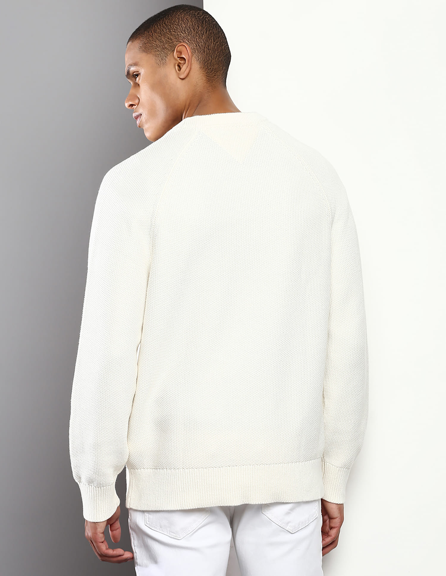 Buy Tommy Hilfiger Men White Jimmy Texture Crew Neck Sweater