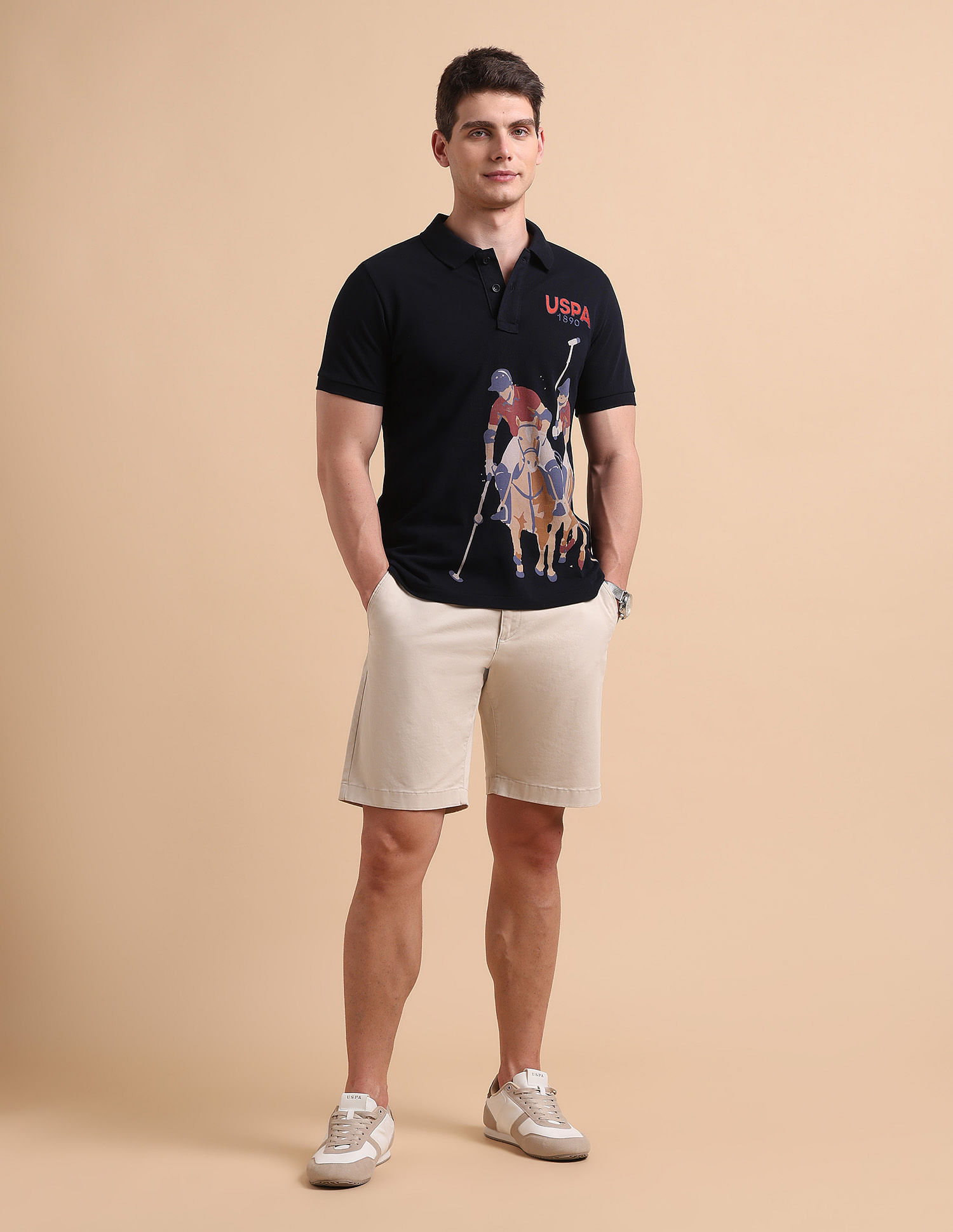U.S. Polo Assn. Denim Co. Brand Printed Pure Cotton Polo Shirt