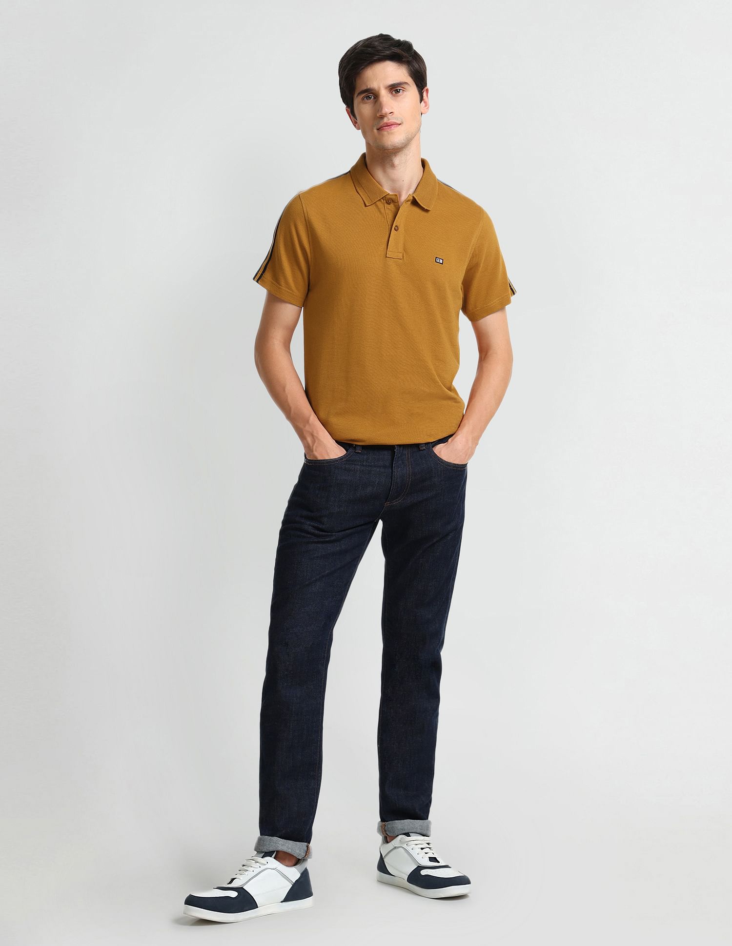 Arrow Sports Contrast Tape Cotton Polo Shirt