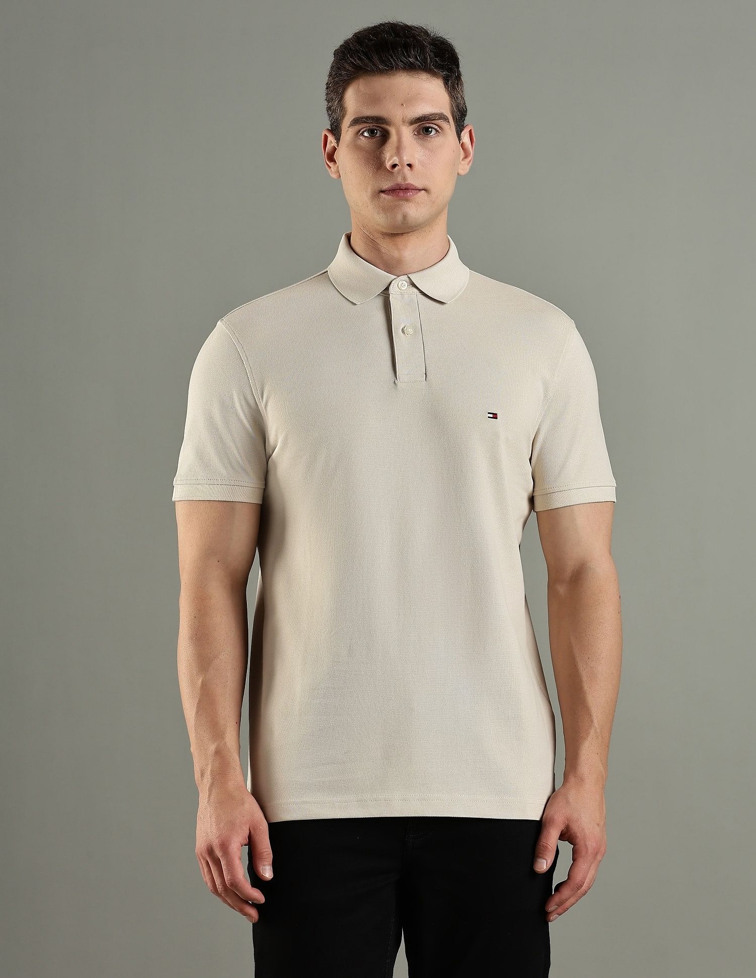 Tommy Hilfiger Solid Regular Fit Cotton Polo T-Shirt