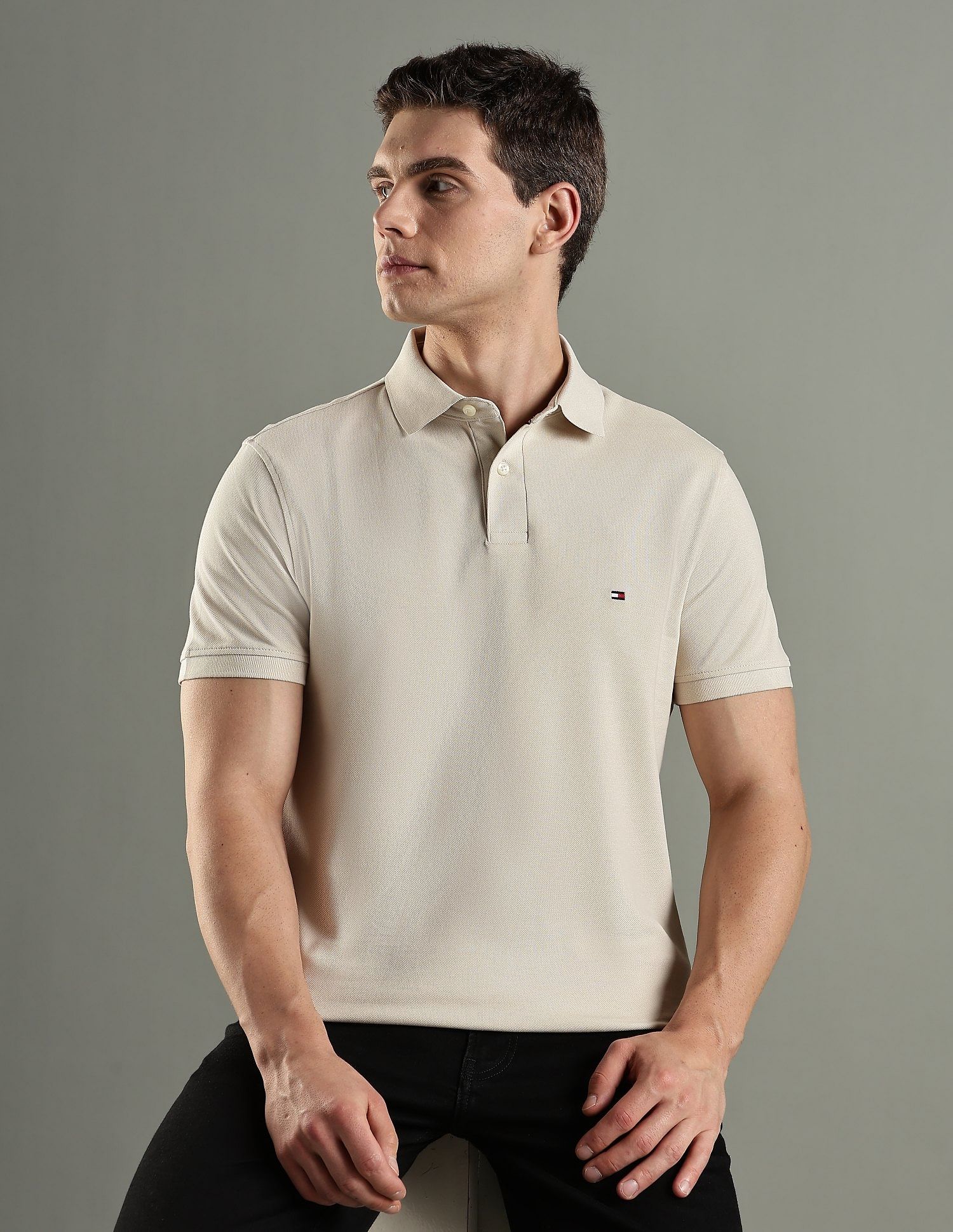 Tommy Hilfiger Solid Regular Fit Cotton Polo T-Shirt