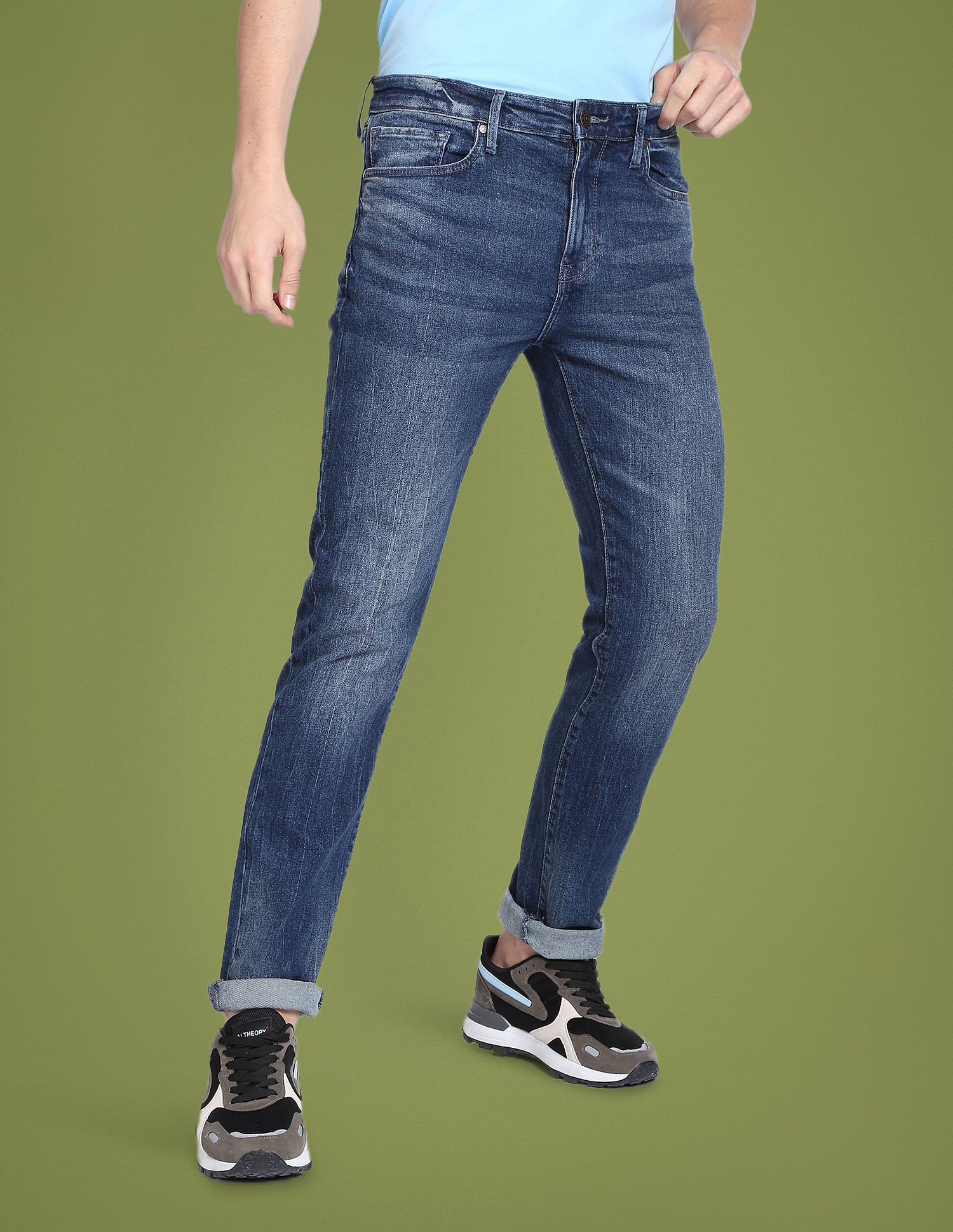 Flying Machine Freddie Slim Straight Fit Mid Rise Jeans