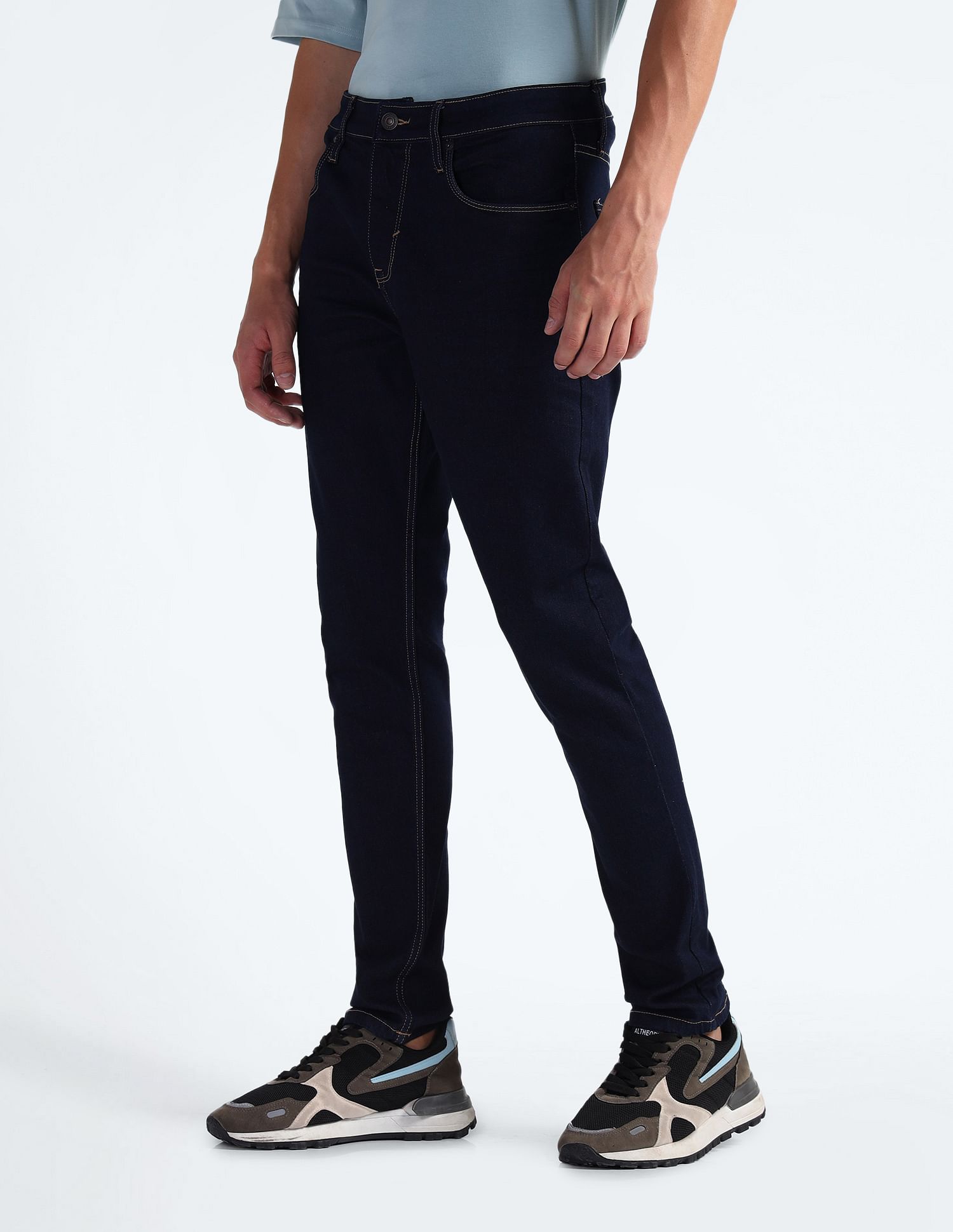 Flying Machine Slash Slim Tapered Rinsed Jeans