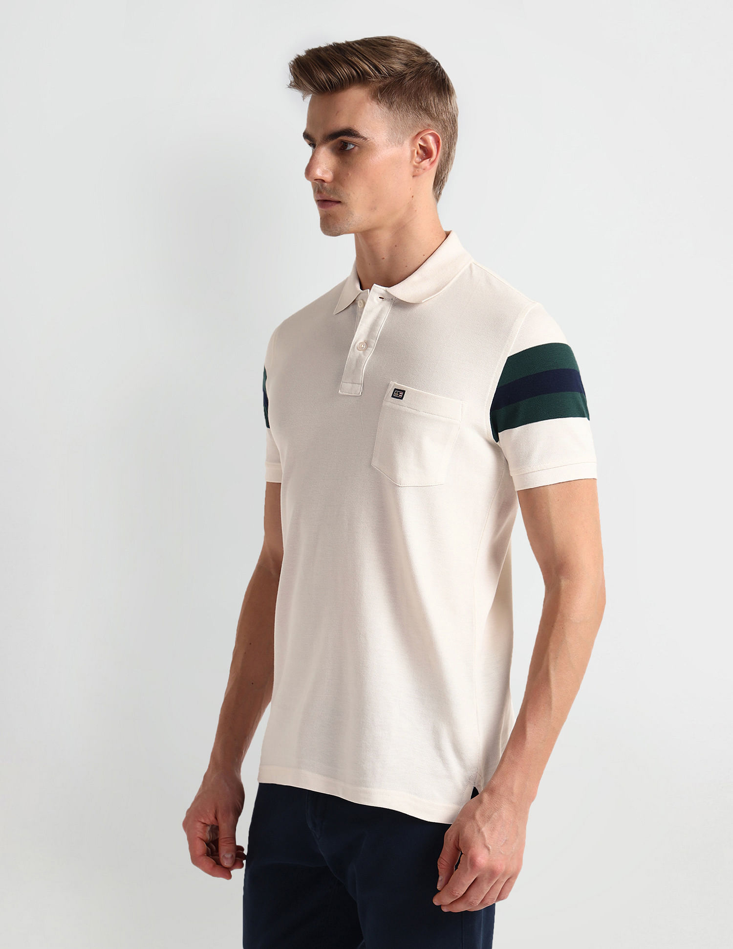 Arrow Sports Horizontal Stripe Pique Polo Shirt