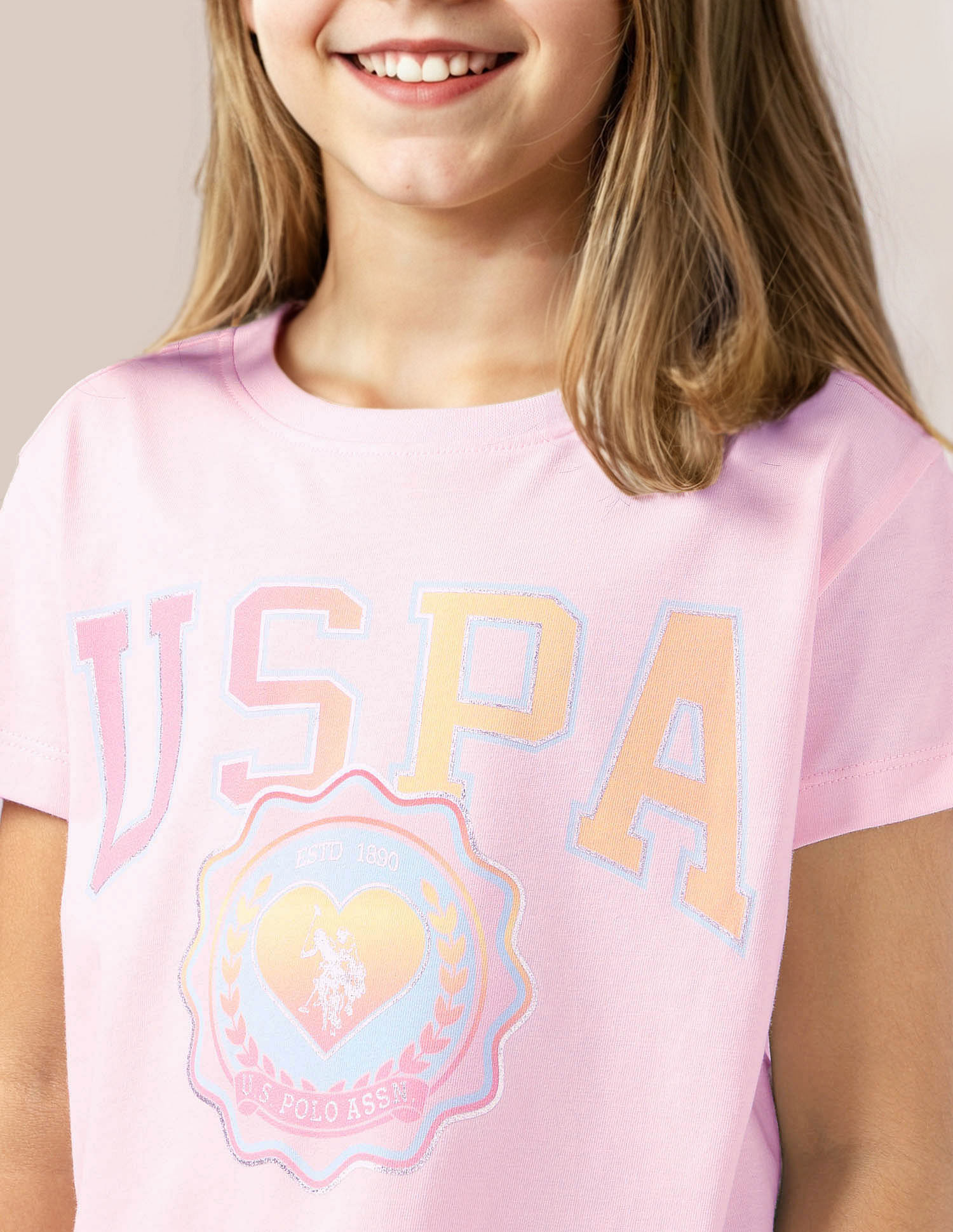 U.S. Polo Assn. Kids Girls Brand Printed Regular Fit T-Shirt