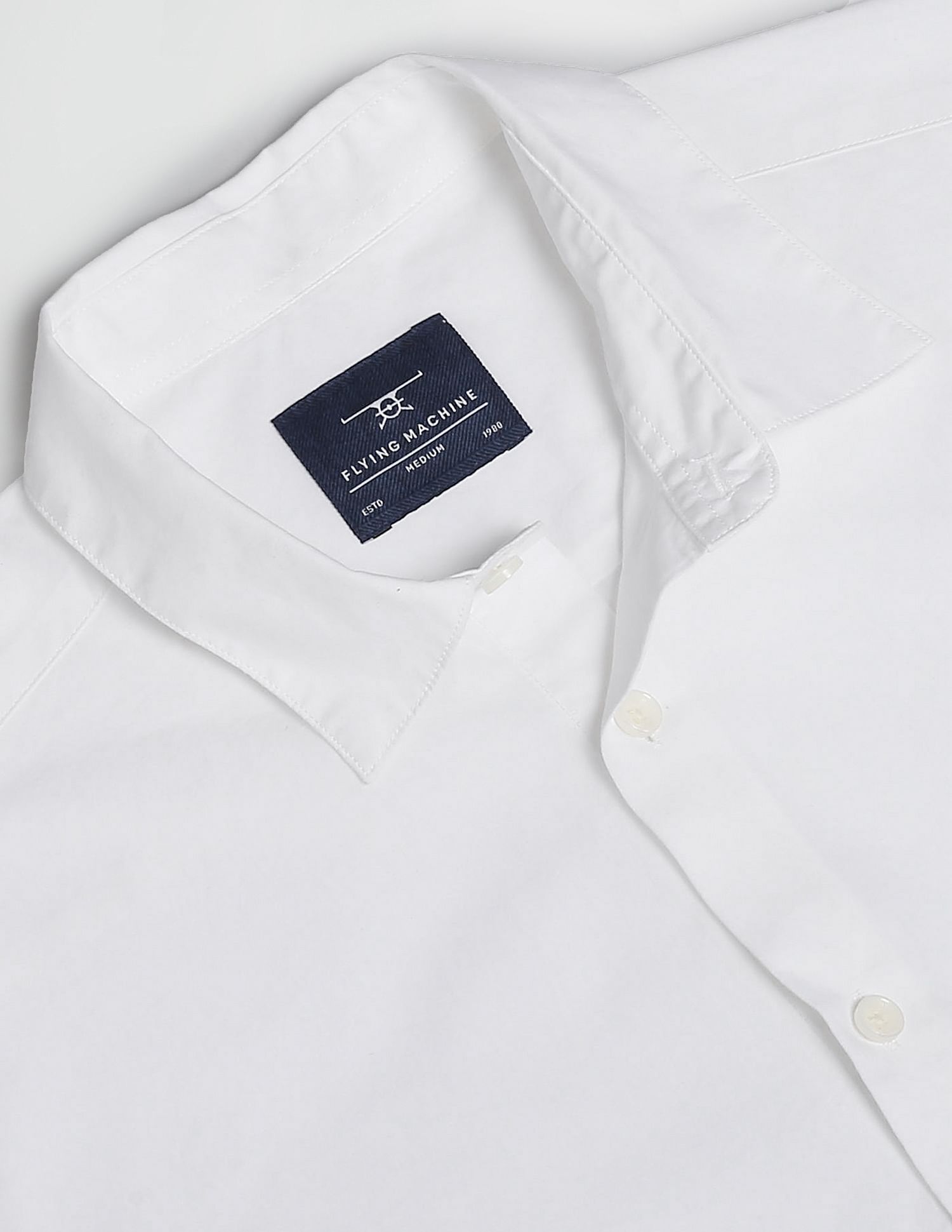 Flying Machine Solid Spread Collar Casual Shirt