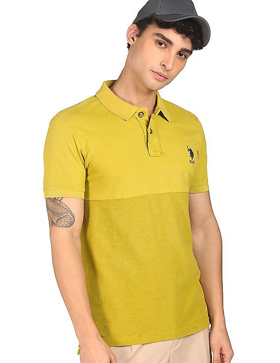 U.S. Polo Assn. Denim Co. Ribbed Collar Tonal Panel Polo Shirt