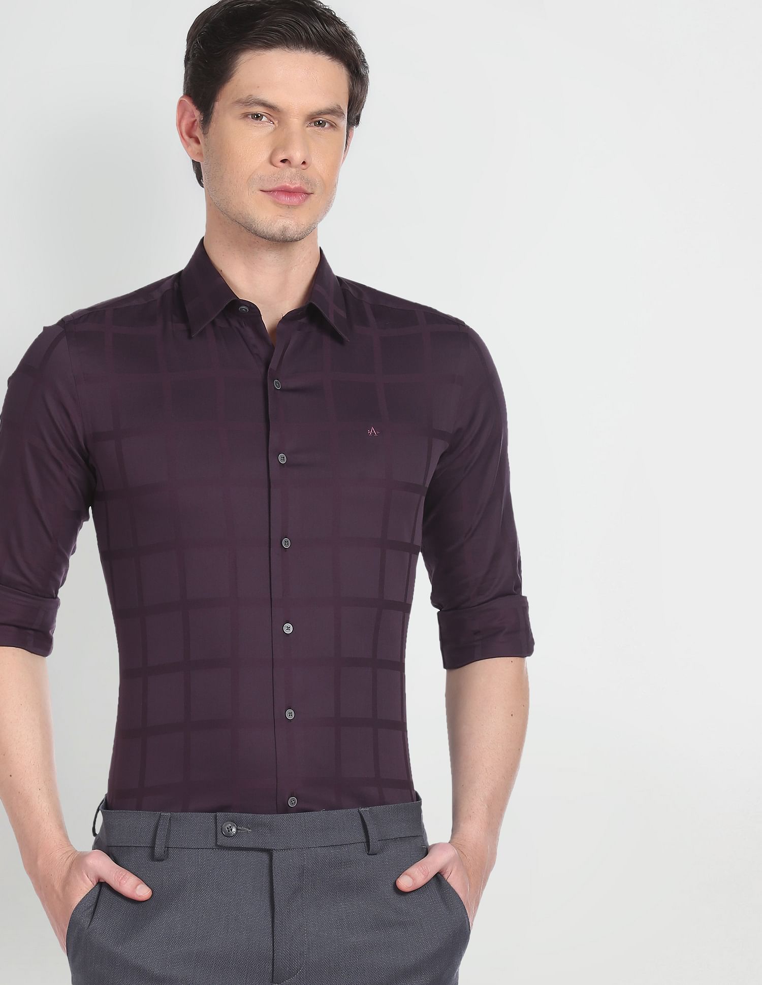 Arrow Newyork Windowpane Check Twill Shirt