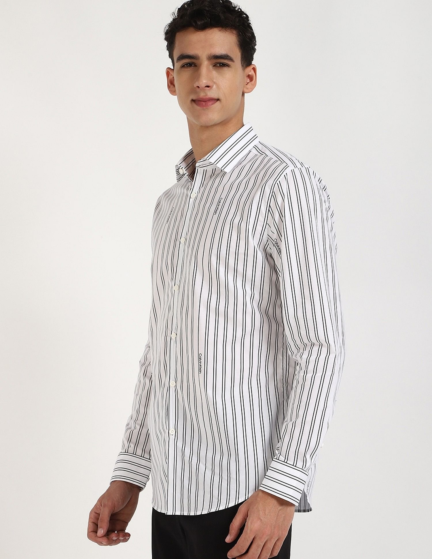 Calvin Klein Jeans Striped Slim-Fit Cotton Shirt