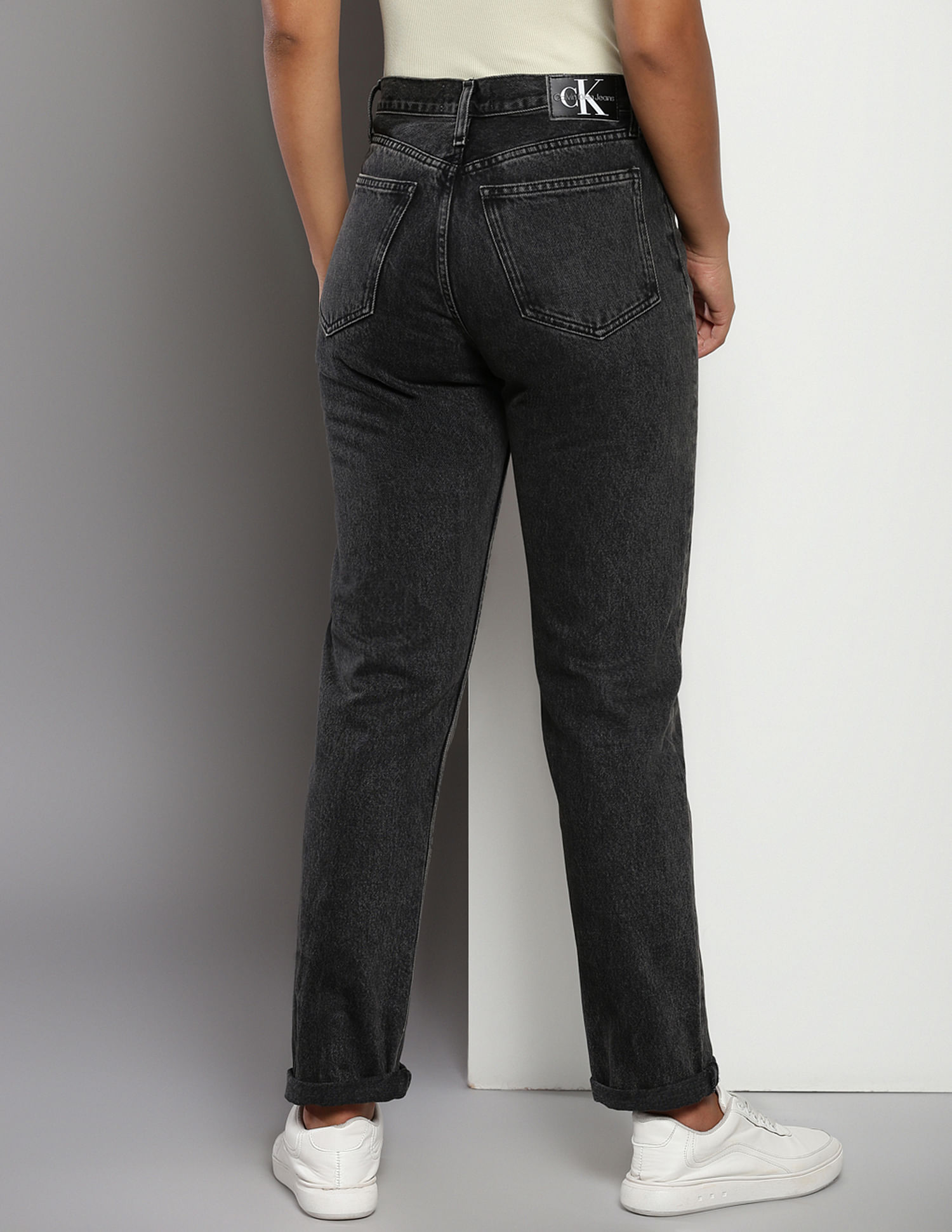 Calvin klein slim straight black jeans best sale