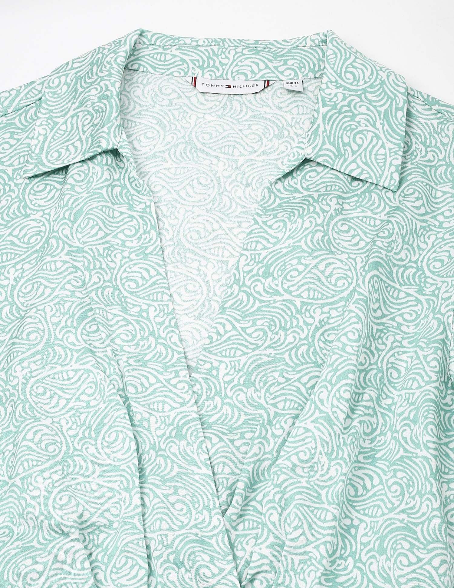 Tommy Hilfiger Viscose Spread Collar A-Line Dress