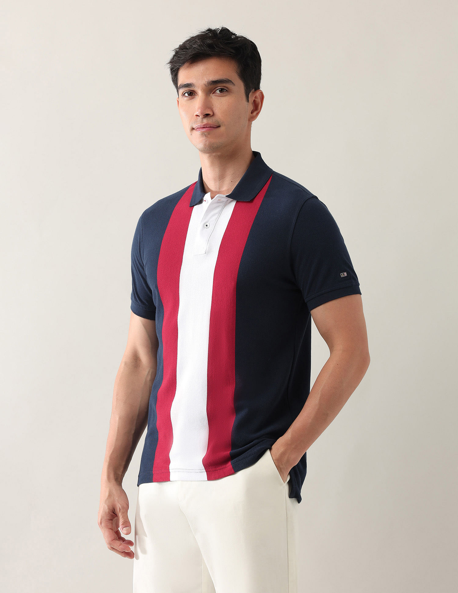 Arrow Sport Pure Cotton Colourblocked Polo Shirt