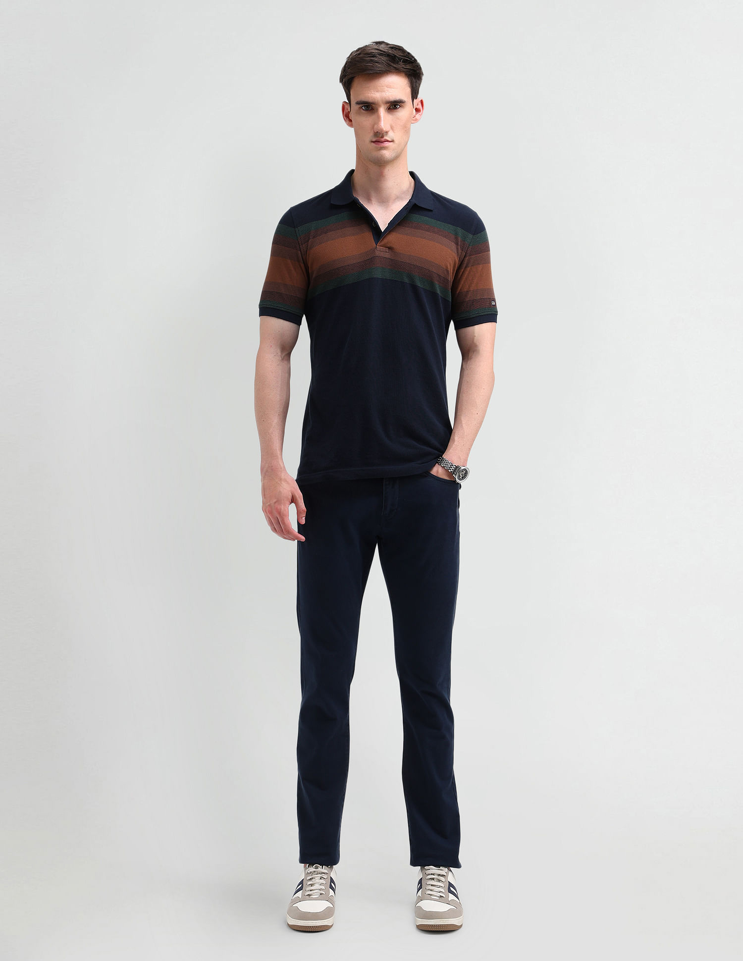 Arrow Sport Horizontal Striped Polo Shirt