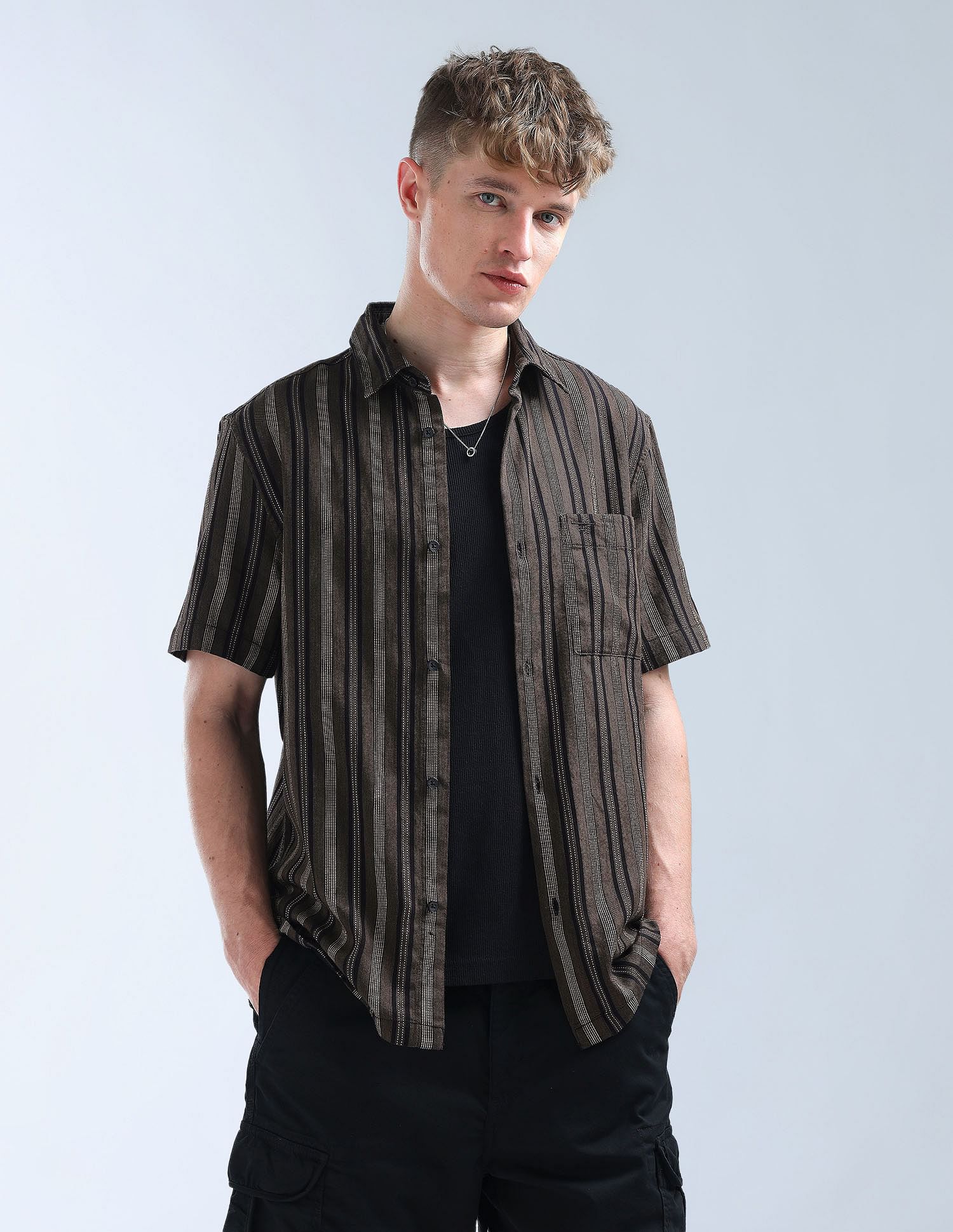 Flying Machine Vertical Striped Color Of Home Shirt