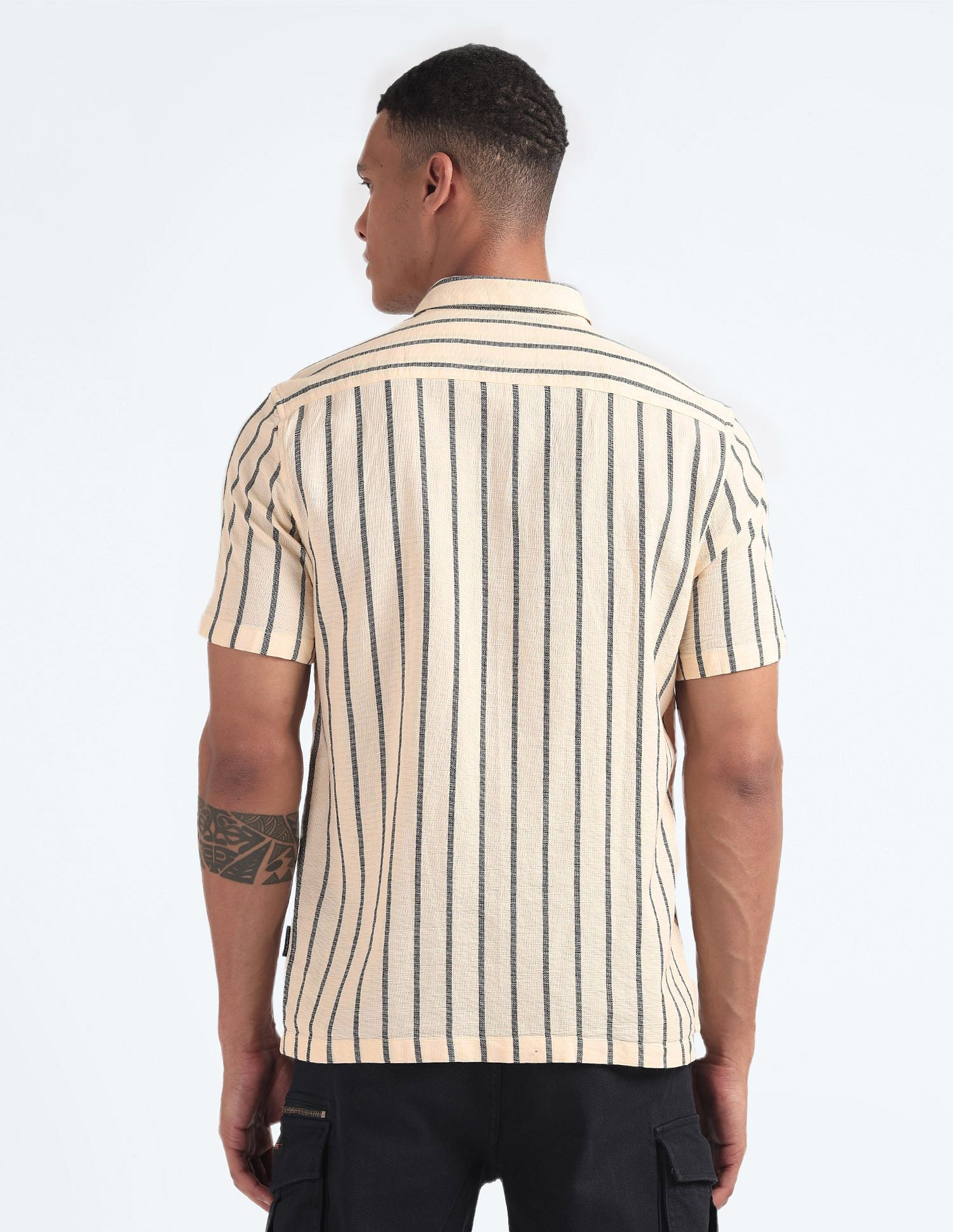 Flying Machine 30's Slub Striped Shirt