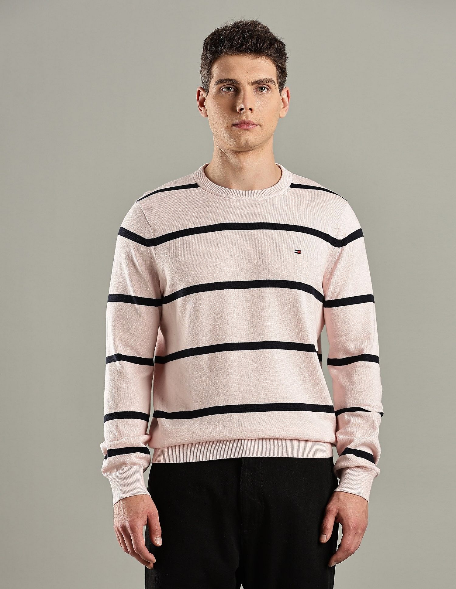 Tommy Hilfiger Striped Regular-Fit Cotton Sweater