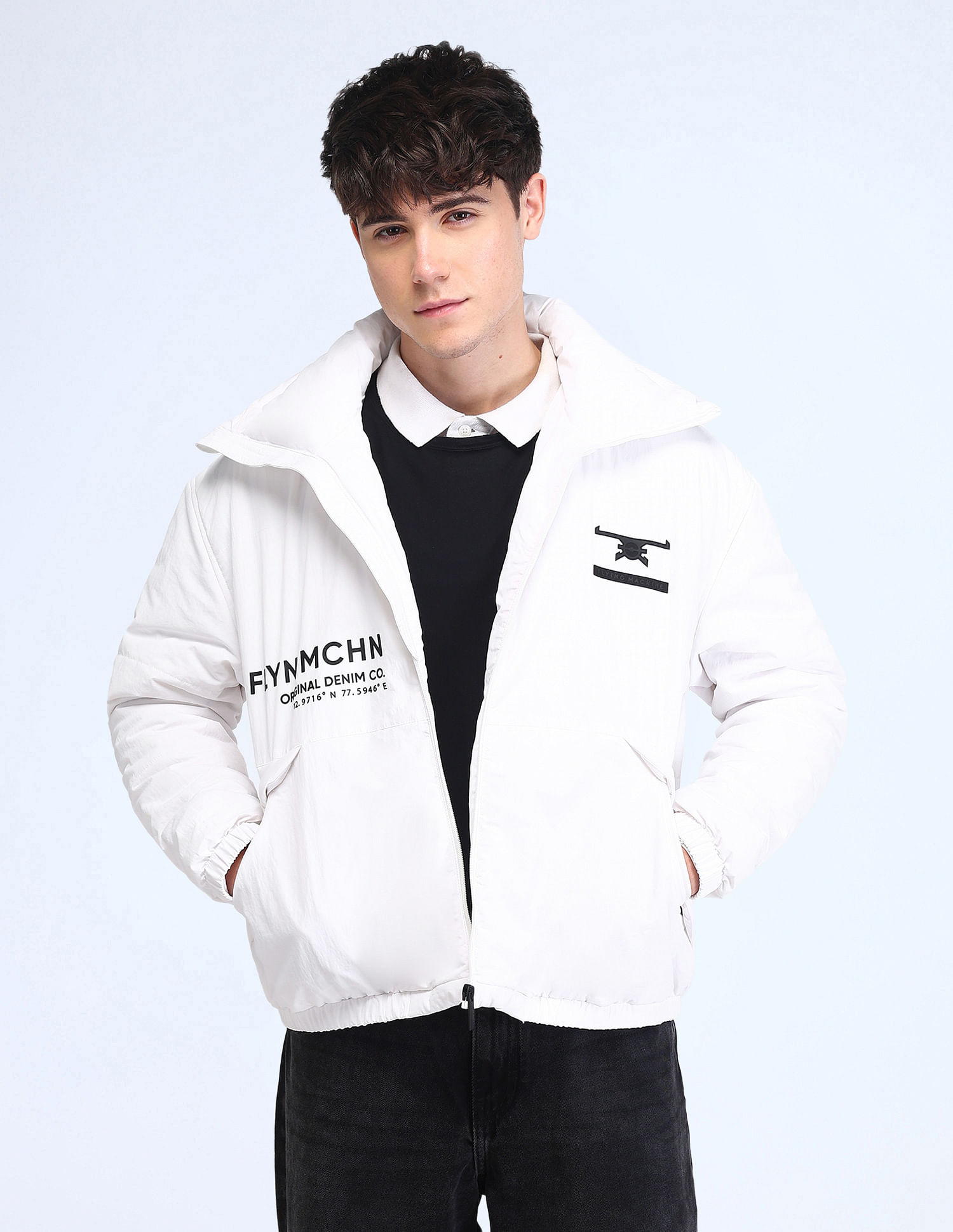 Flying Machine Relaxed Fit Printed Padded Jacket