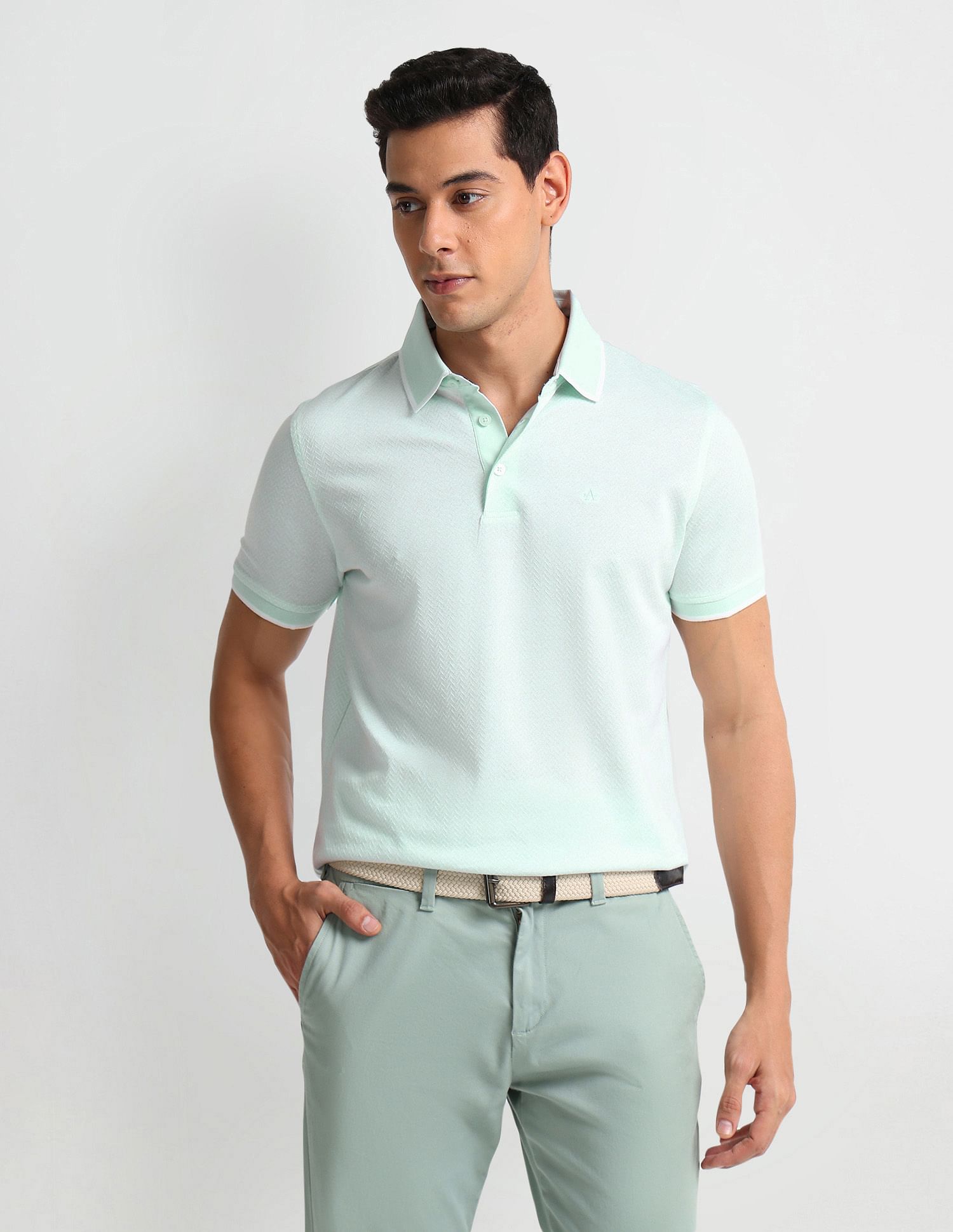 Arrow Patterned Knit Regular Fit Polo Shirt
