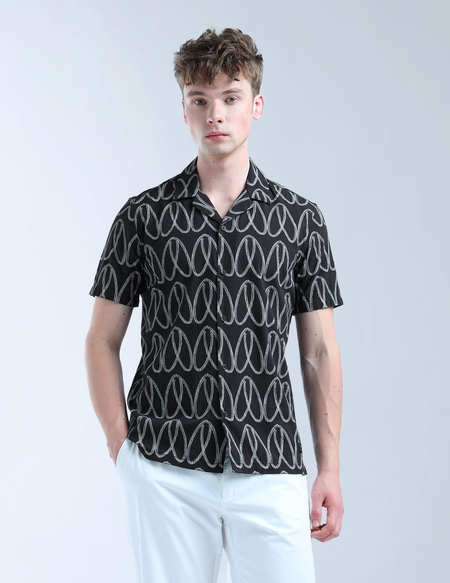 Flying Machine Geometric Printed Color Of Home Shirt