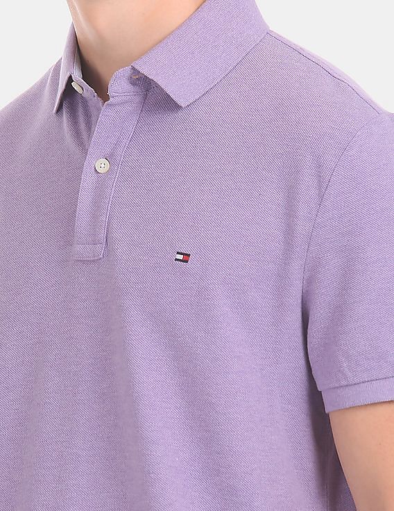 Buy Tommy Hilfiger Men Purple Heathered Cotton Polo Shirt NNNOW