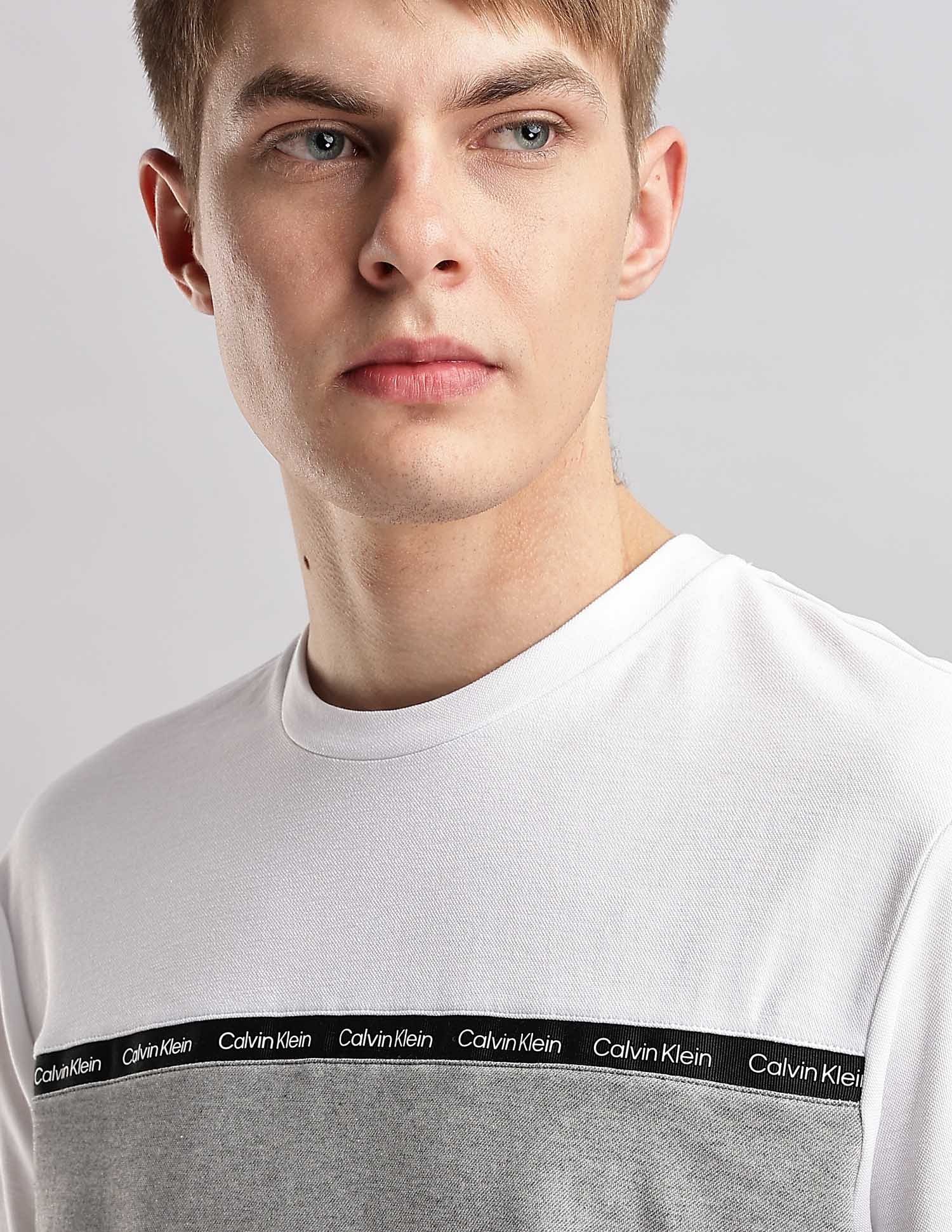 Calvin Klein Jeans Mens White Colourblocked T-Shirts
