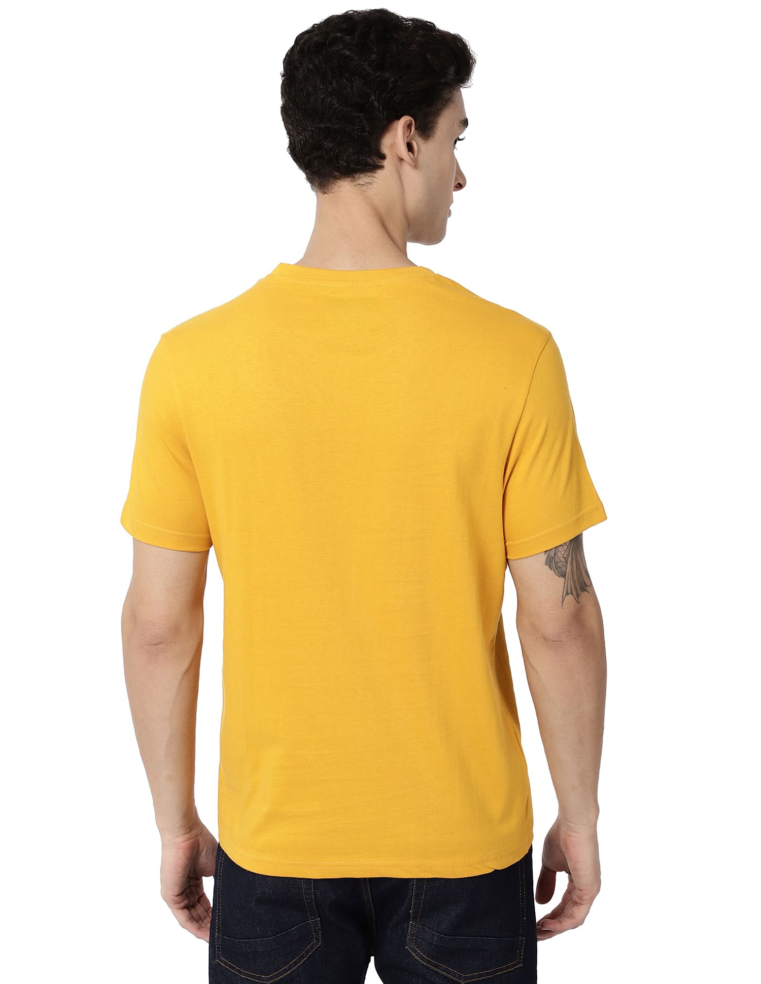 AD by Arvind Crew Neck Solid Cotton T-Shirt